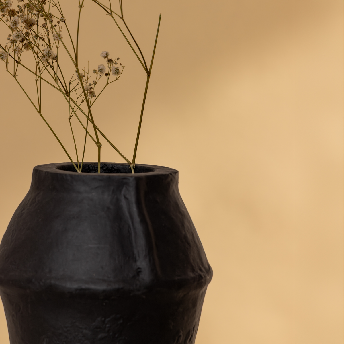 Paper Mache Vase - Black