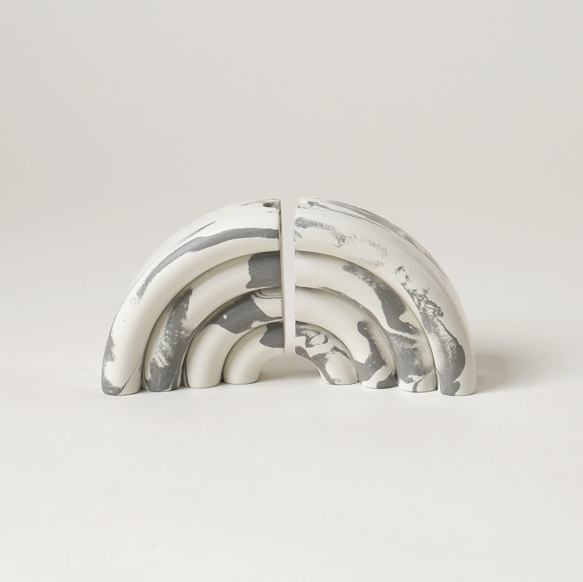 Monolith Marble Effect Bookends - Off-White