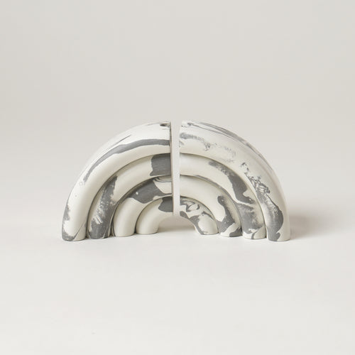 Monolith Marble Effect Bookends - Off-White