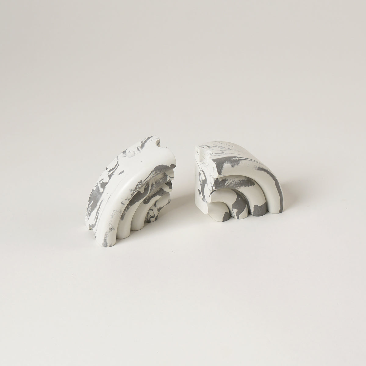 Monolith Marble Effect Bookends - Off-White