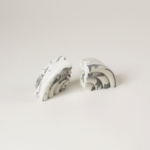 Monolith Marble Effect Bookends - Off-White