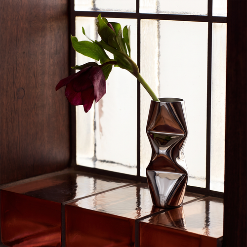 Chrome dented vase modern home decor
