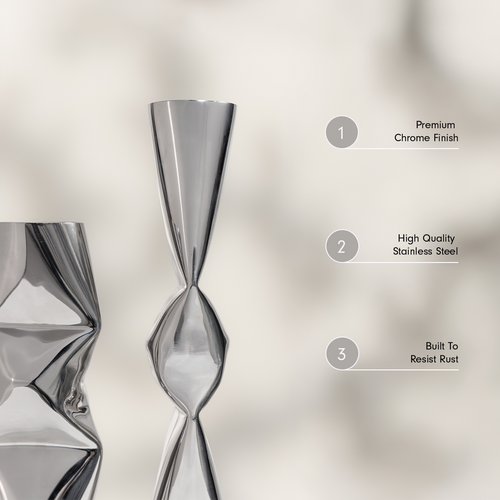 Chrome Dented Vases (Set of 2)