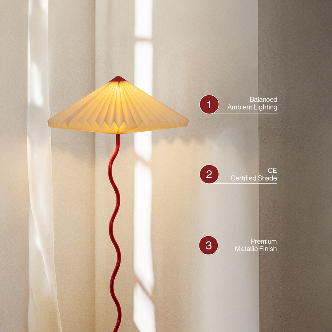 Wavy Floor Lamp - Crimson Red
