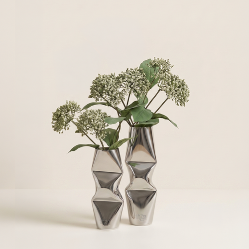 Chrome Dented Vases (Set of 2)