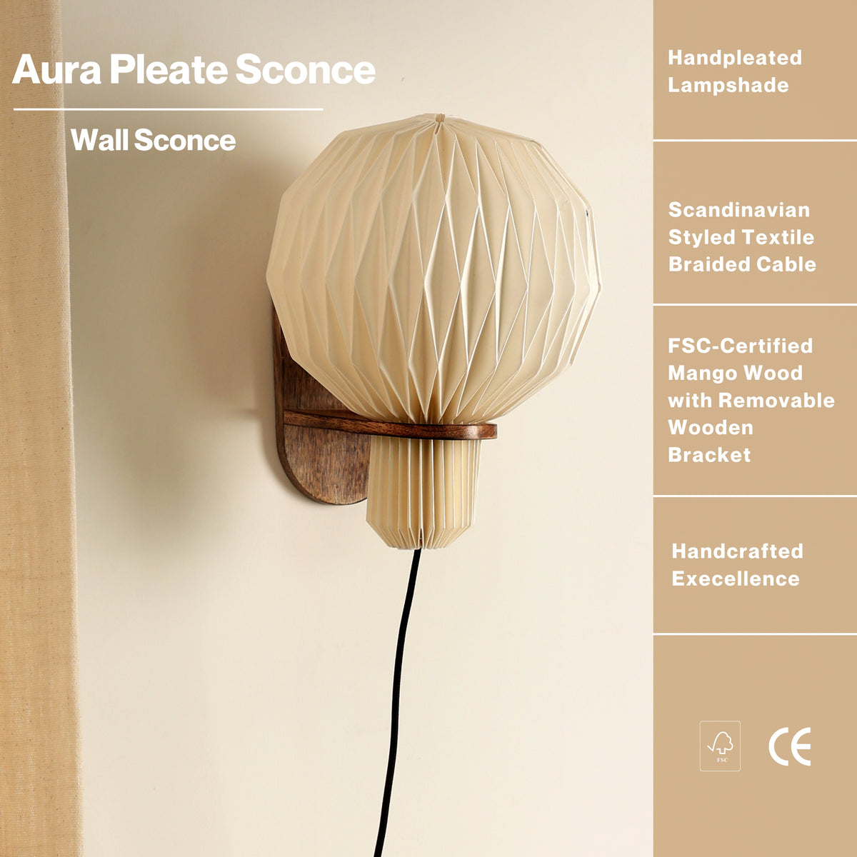 Aura Pleat Sconce Wall Lamp