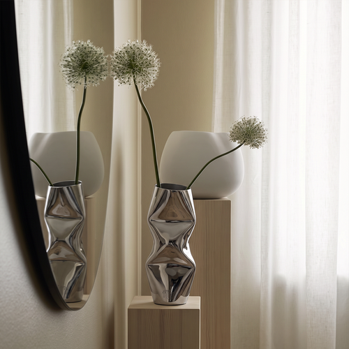 Stainless steel dented vase for home decor
