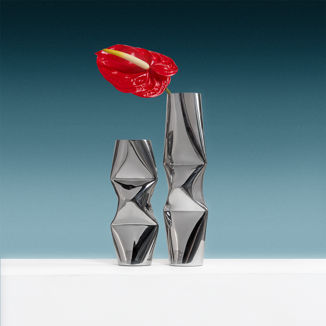 Chrome Dented Vases (Set of 2)