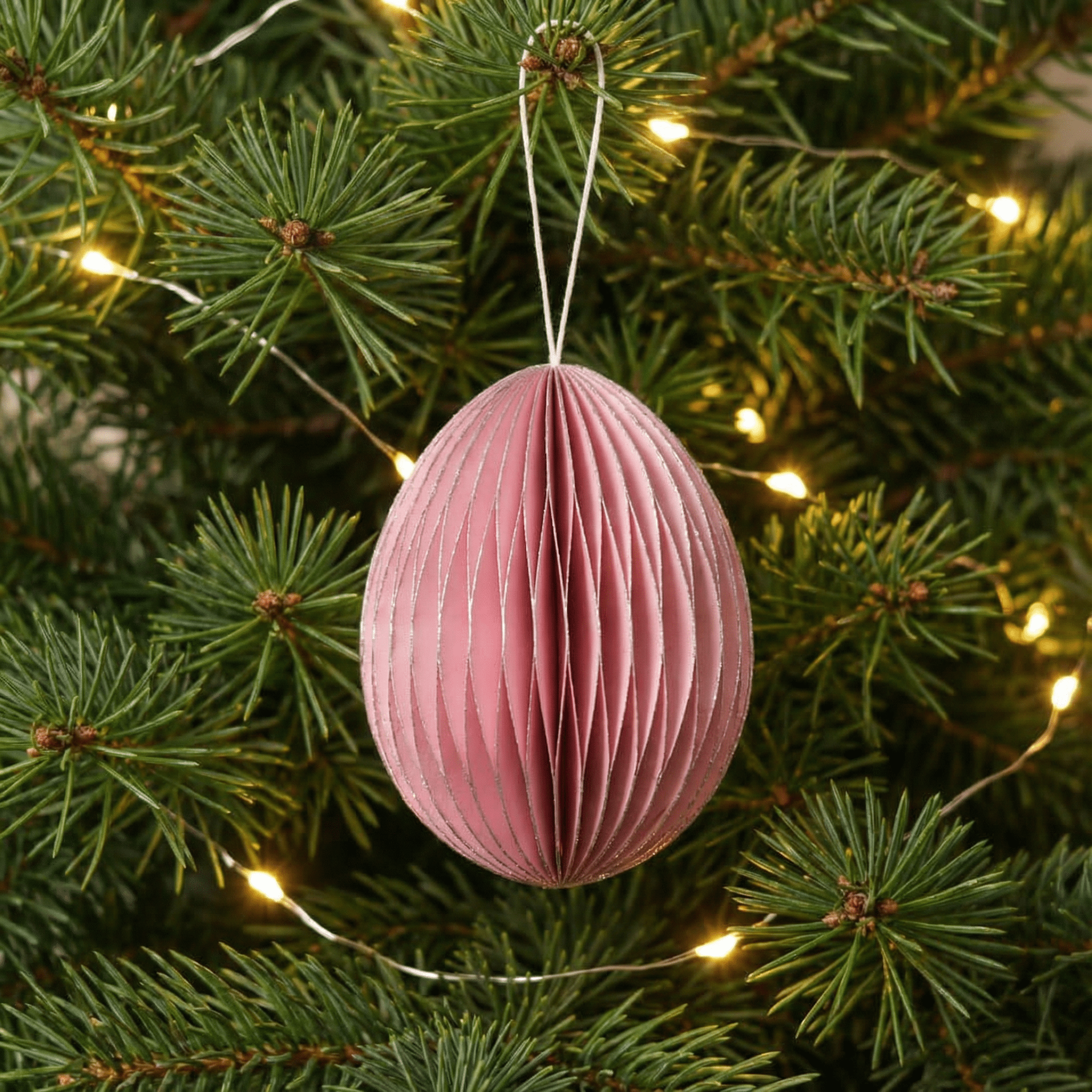 Christmas Ornaments- Festive Pink with Silver Glitter - Pack of 3
