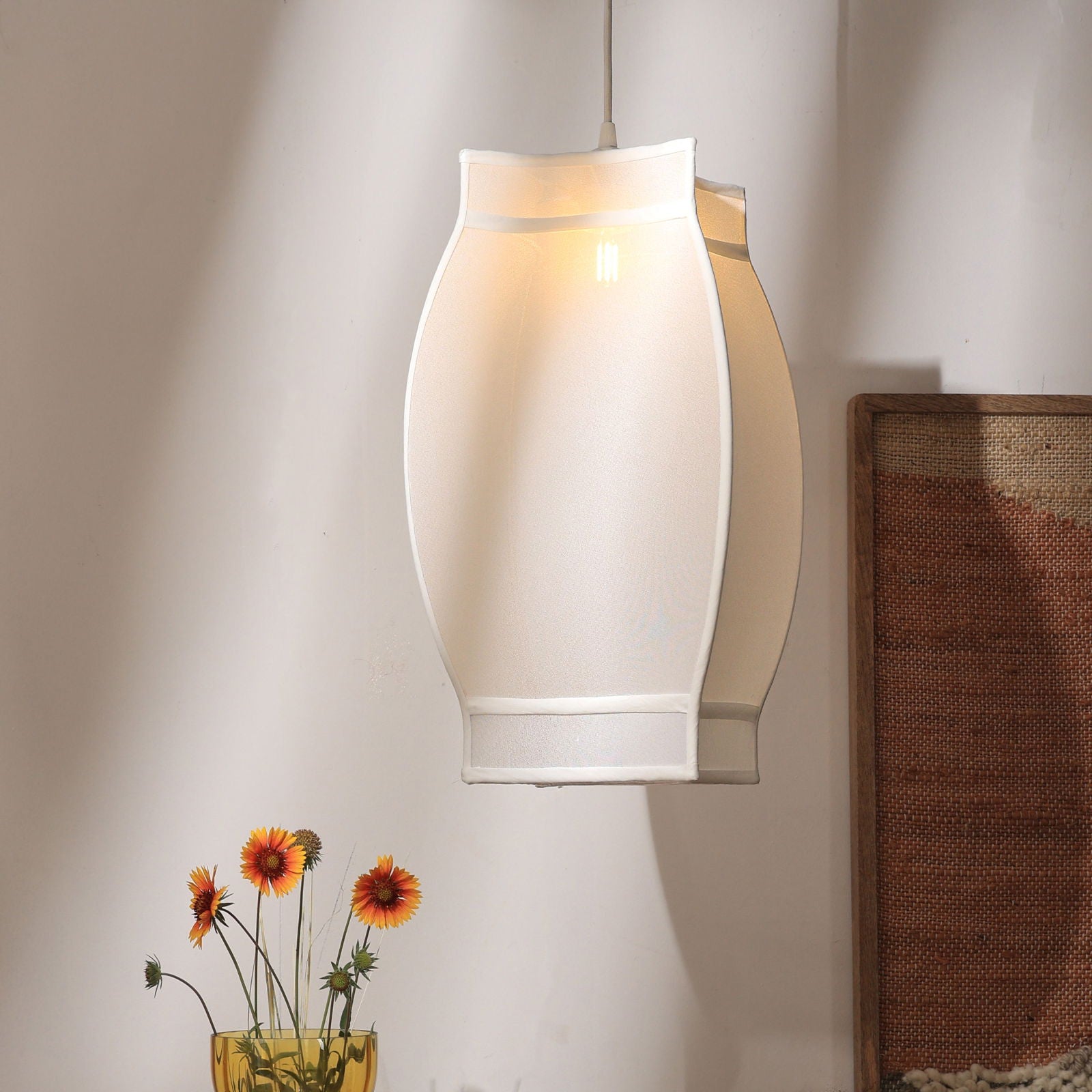 Arc Pendant Lamp - Corners, Spandex Fabric Pendant Light, Statement Hanging Light - FIG Living - Arc Pendant Lamp - Corners, Spandex Fabric Pendant Light, Statement Hanging Light - FIG Living