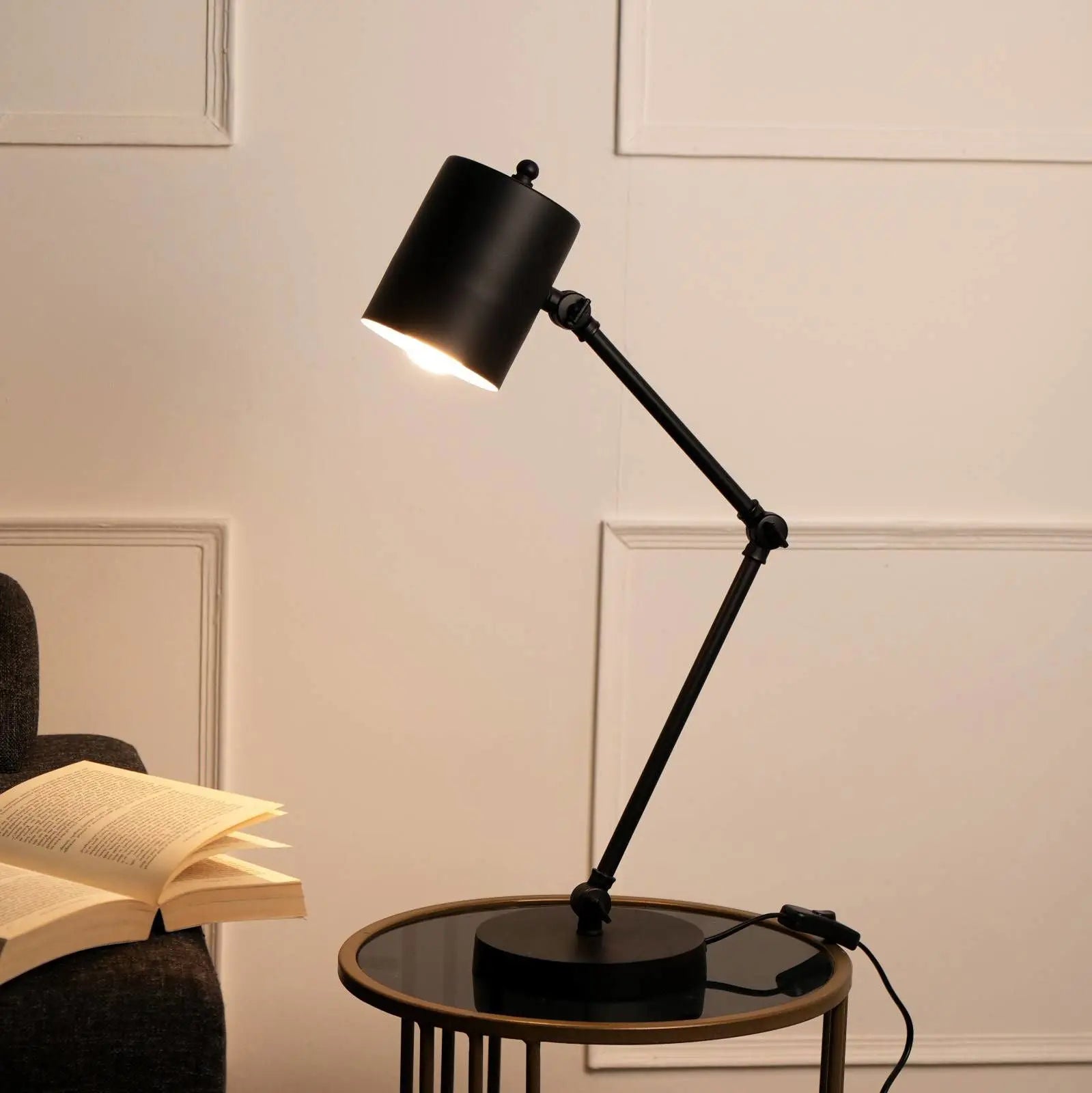 BOOK BOOM STUDY TABLE LAMP - BLACK, MODERN SCANDINAVIAN DESIGN, PREMIUM METALLIC FINISH STUDY DESK LAMP, ELEGANT SWIVELS - FIG Living - BOOK BOOM STUDY TABLE LAMP - BLACK, MODERN SCANDINAVIAN DESIGN, PREMIUM METALLIC FINISH STUDY DESK LAMP, ELEGANT SWIVELS - FIG Living