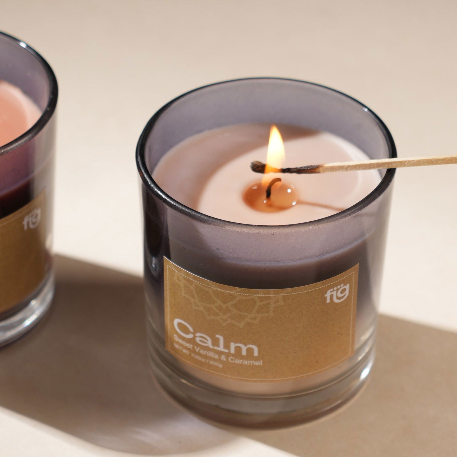 Calm Vanilla & Caramel Vegan Wax Candle - Palm Wax Scented Candle - FIG Living - Calm Vanilla & Caramel Vegan Wax Candle - Palm Wax Scented Candle - FIG Living