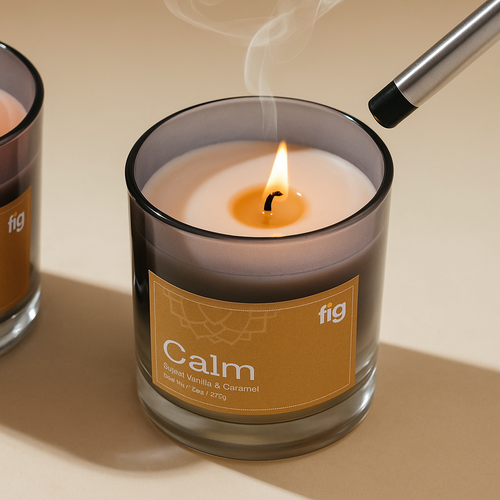 Calm Vanilla & Caramel Vegan Wax Candle - Palm Wax Scented