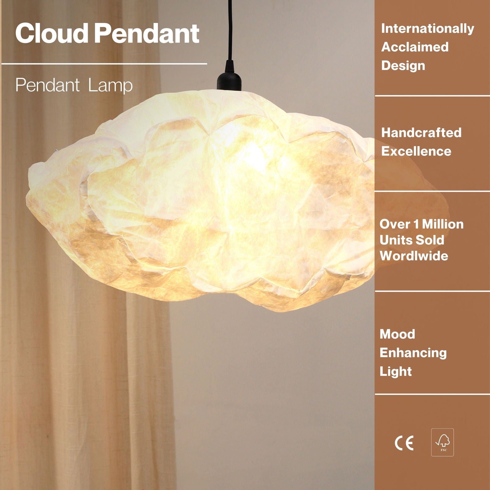Cloud Pendant Lamp (Cloud Series) -  Tear-Resistant Pendant Light, Cloud Shaped Hanging LIght, Semi-Outdoor - FIG Living - Cloud Pendant Lamp (Cloud Series) -  Tear-Resistant Pendant Light, Cloud Shaped Hanging LIght, Semi-Outdoor - FIG Living