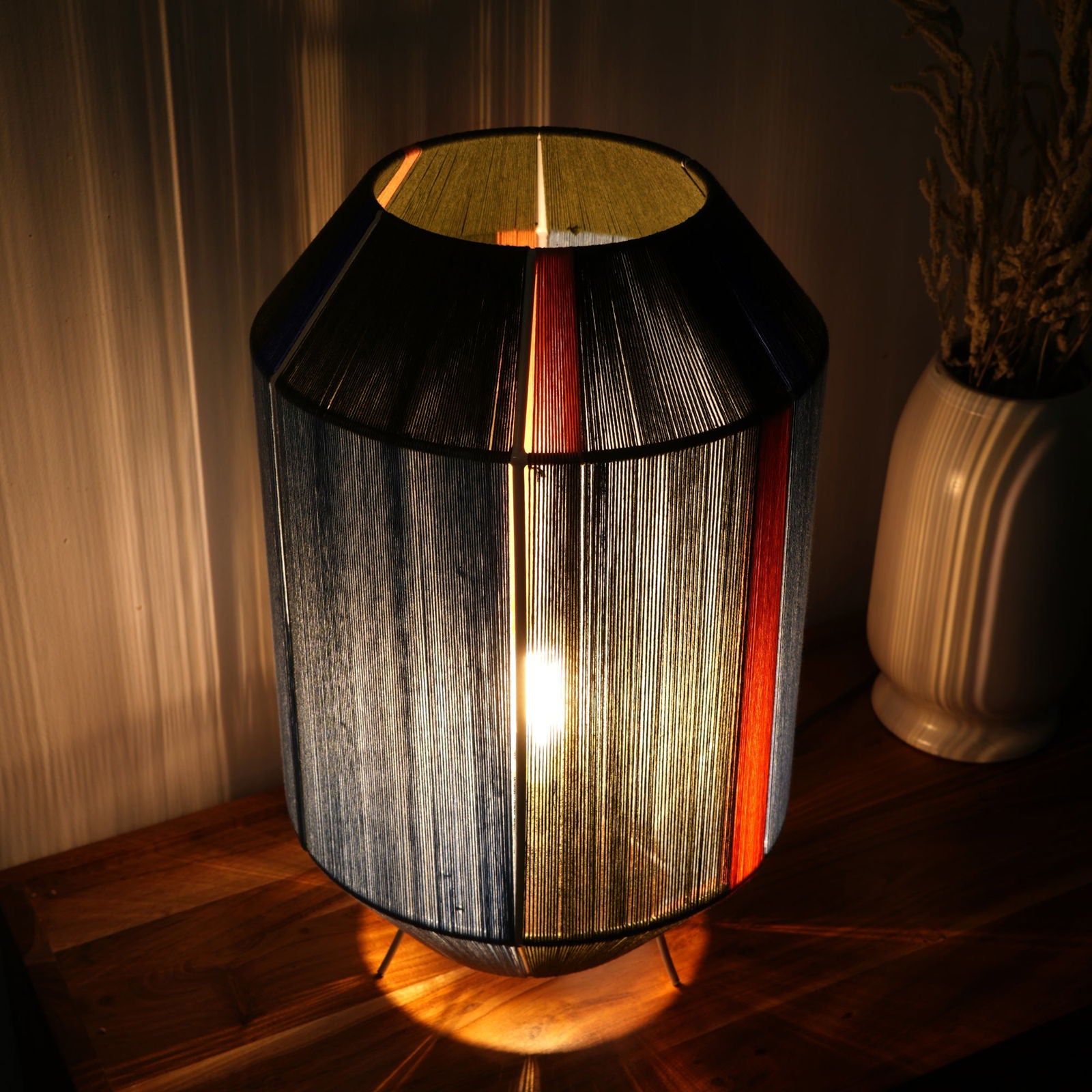 Colour Story 400 Table Lamp - Limited Edition Threading Pattern Desk Lamp, Cotton Threading Lampshade Bedside Lamp, Sturdy Construction - FIG Living - Colour Story 400 Table Lamp - Limited Edition Threading Pattern Desk Lamp, Cotton Threading Lampshade Bedside Lamp, Sturdy Construction - FIG Living