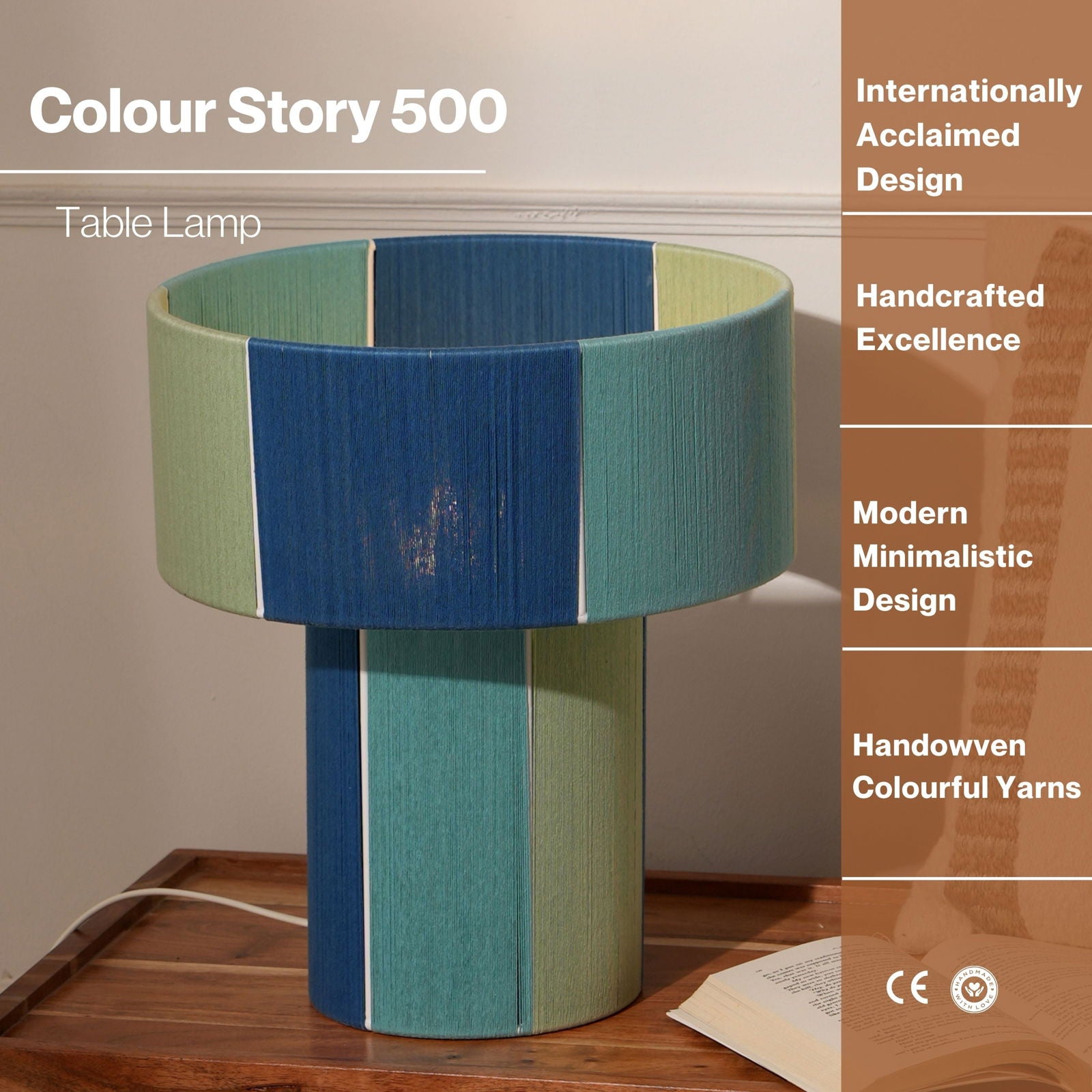 Colour Story 500 table lamp- Colourful Yarns, Handwoven, Artisanal desk Lamp - FIG Living - 