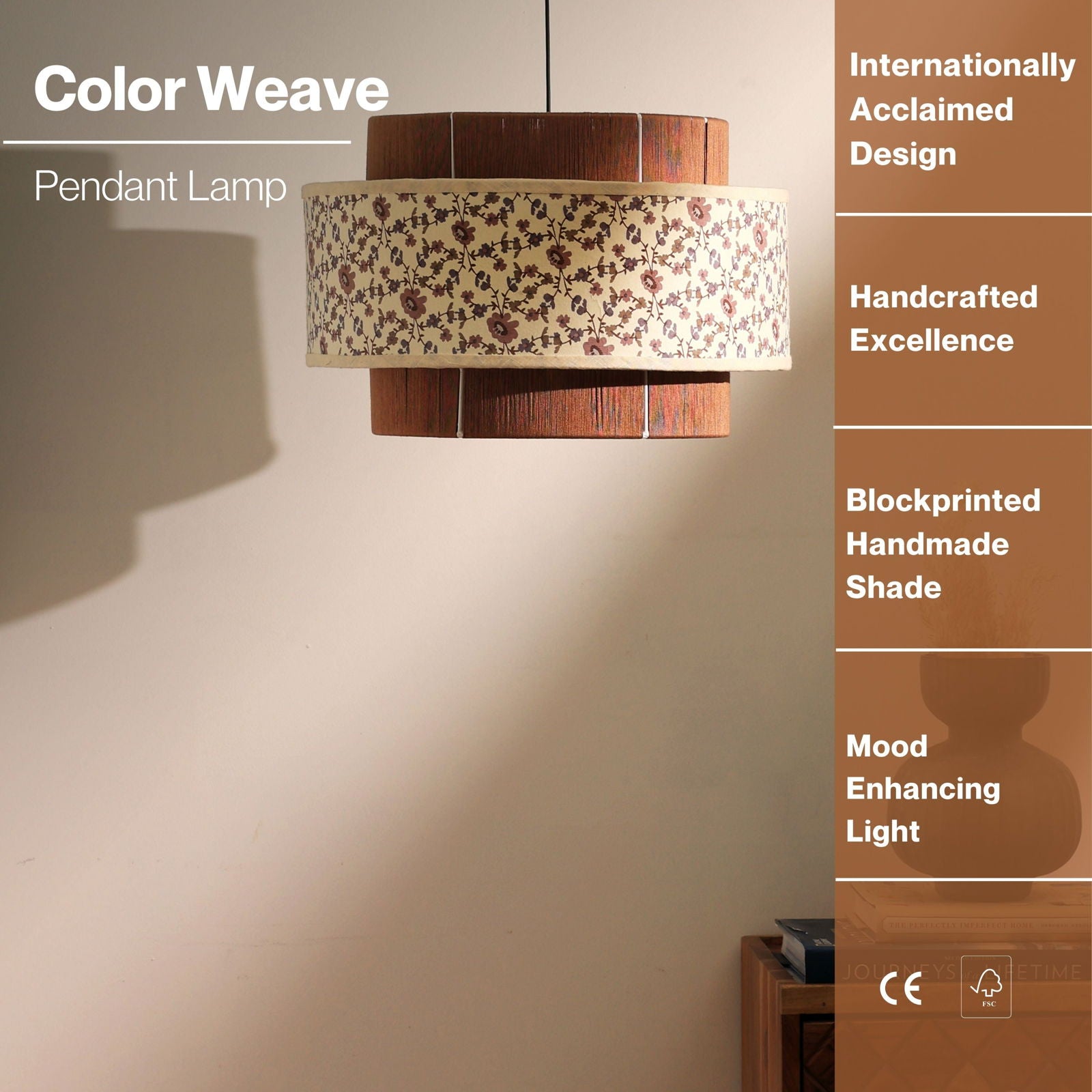 Colour Weave Pendant Lamp - Threading, Handmade Pendant Light, Scandi-Style Hanging Light - FIG Living - 