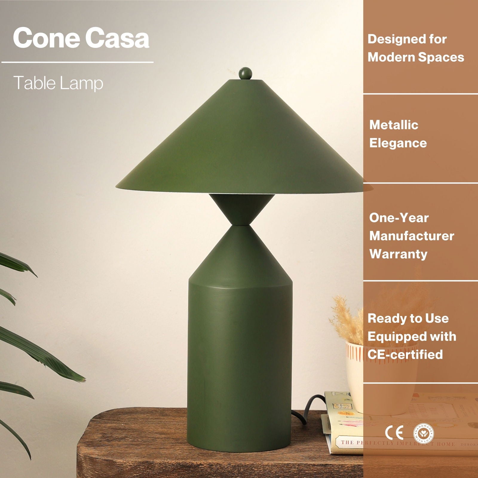 Cone Casa - Table Lamp - Modern Scandinavian Design, Premium Metallic Finish desk lamp, Easy Installation - FIG Living - Cone Casa - Table Lamp - Modern Scandinavian Design, Premium Metallic Finish desk lamp, Easy Installation - FIG Living
