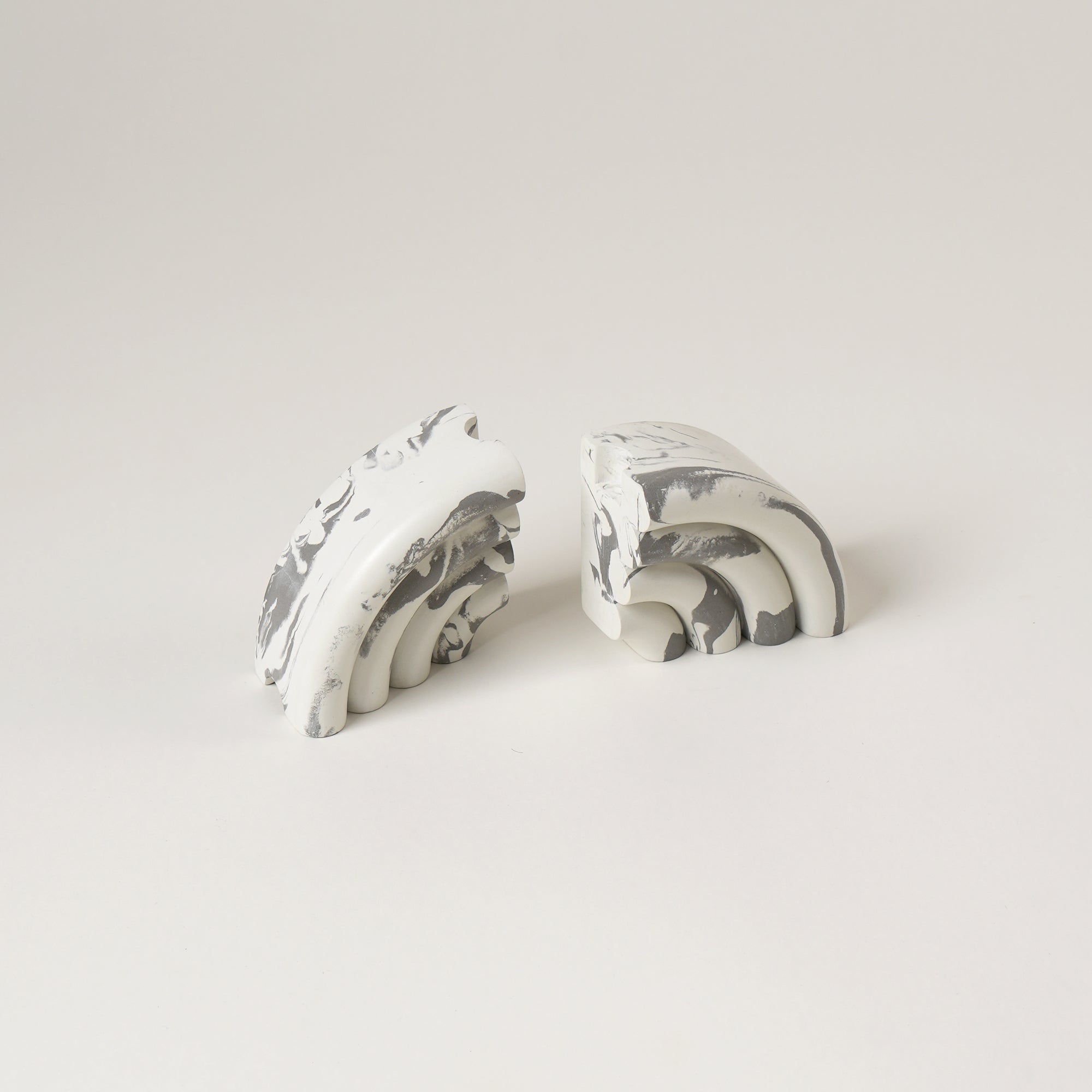 Marble Effect Concrete Bookends - Off-White