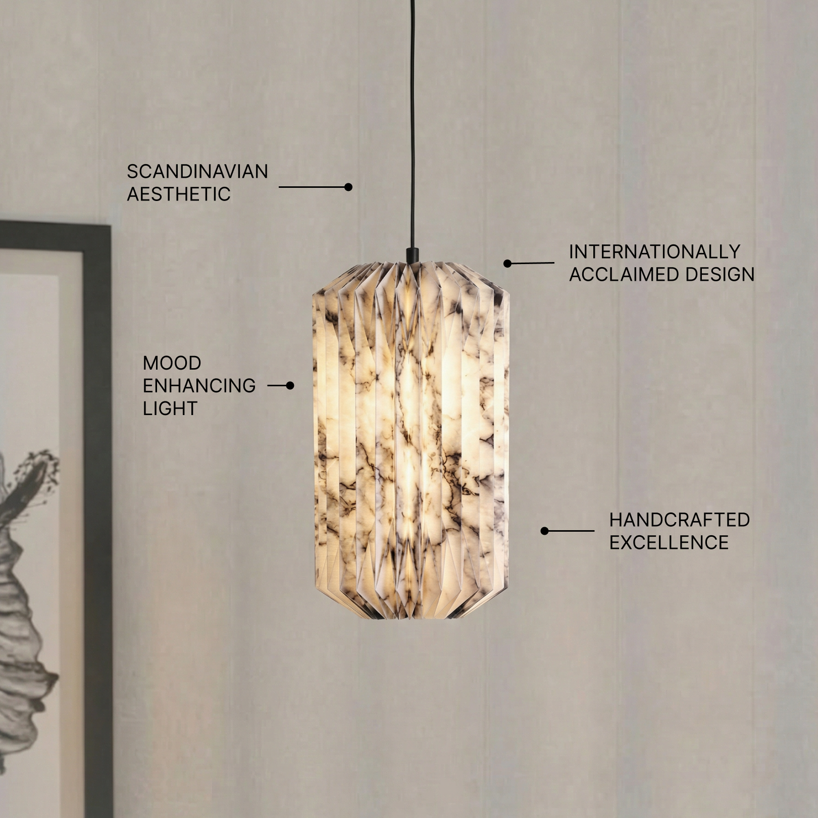 Drum Pendant (Marble Print) Pendant Lamp