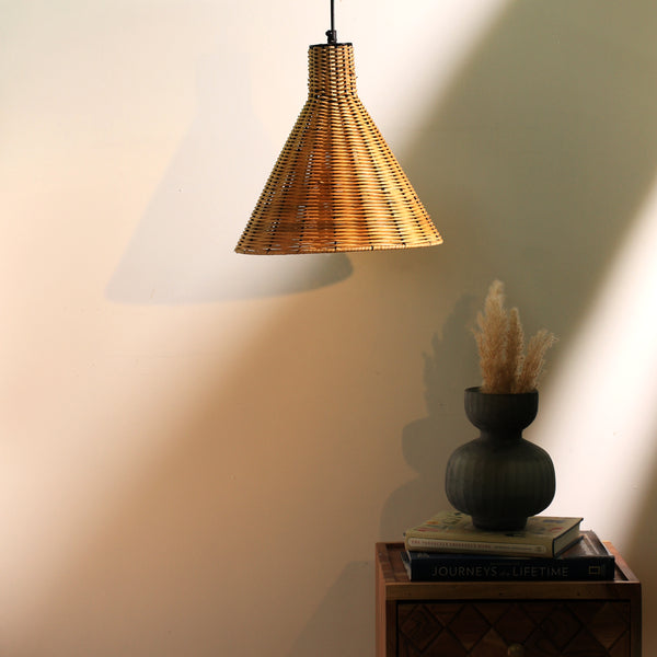 Vita Pendant - Natural Rattan and Cane, Hanging Lamp, Handmade in India