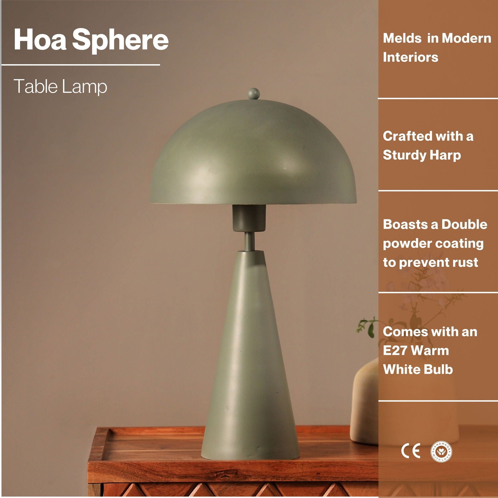 Hoa Sphere Table Lamp, Modern Scandinavian Design Bedside Lamp, Premium Metallic Finish Desk Lamp, Easy Installation - FIG Living - Hoa Sphere Table Lamp, Modern Scandinavian Design Bedside Lamp, Premium Metallic Finish Desk Lamp, Easy Installation - FIG Living