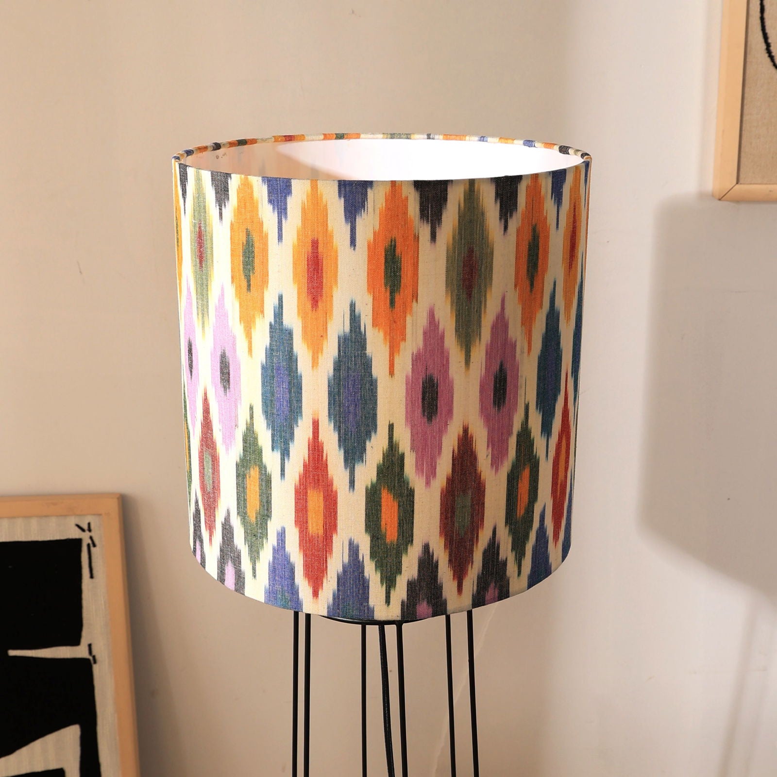 IKKAT 100 Floor Lamp - Ikkat Fabric, Floor Light, Indian Tripod Lamp and Scandinavia fusion, modern lighting, trending Standing Lamp - FIG Living - IKKAT 100 Floor Lamp - Ikkat Fabric, Floor Light, Indian Tripod Lamp and Scandinavia fusion, modern lighting, trending Standing Lamp Image