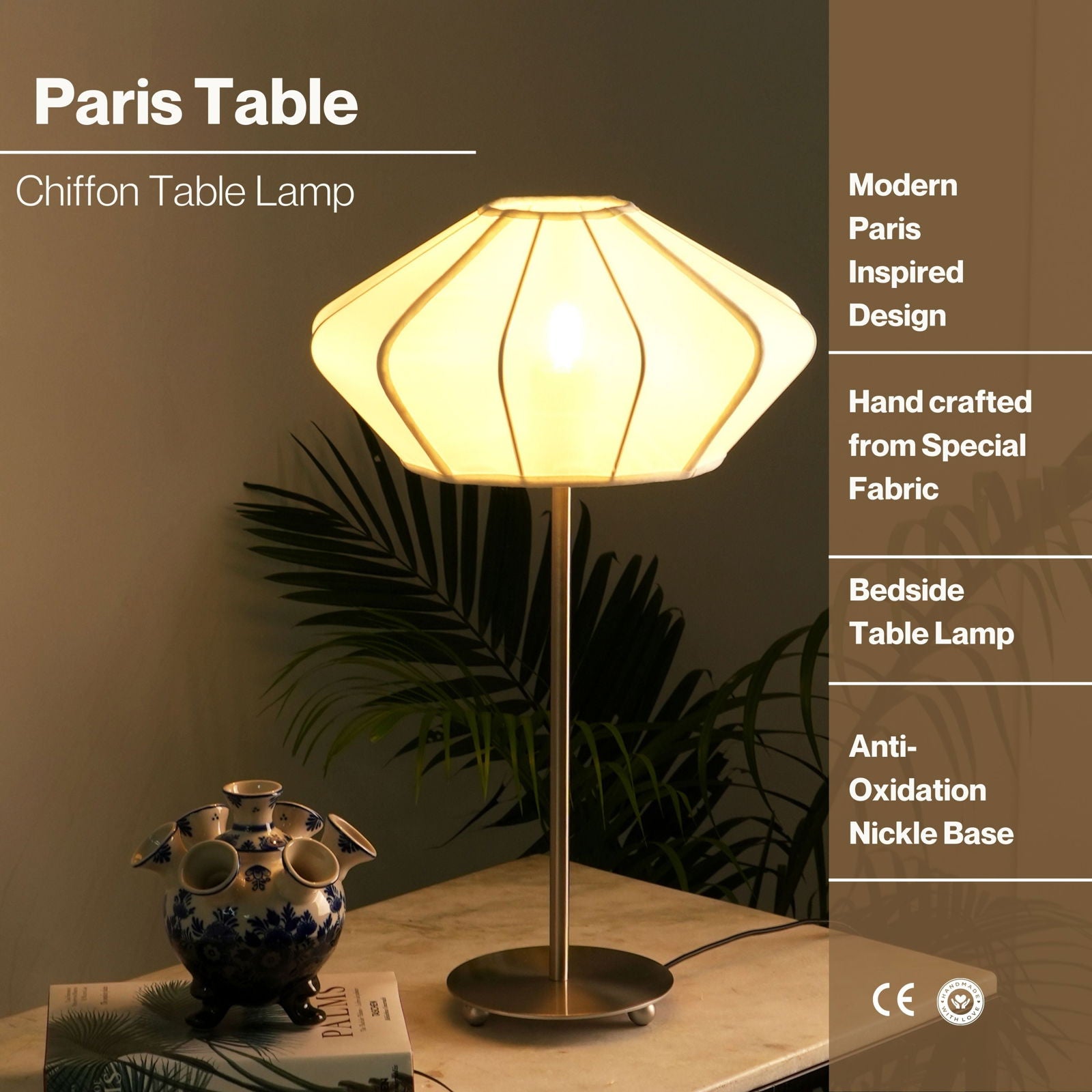 LUXE COLLECTION - PARIS TABLE LAMP (BLACK) - PREMIUM CHIFFON FABRIC DESK LAMP, METALLIC SPACER, SOFT WARM GLOW, MOOD ENHANCEMENT LIGHTING - FIG Living - LUXE COLLECTION - PARIS TABLE LAMP (BLACK) - PREMIUM CHIFFON FABRIC DESK LAMP, METALLIC SPACER, SOFT WARM GLOW, MOOD ENHANCEMENT LIGHTING - FIG Living