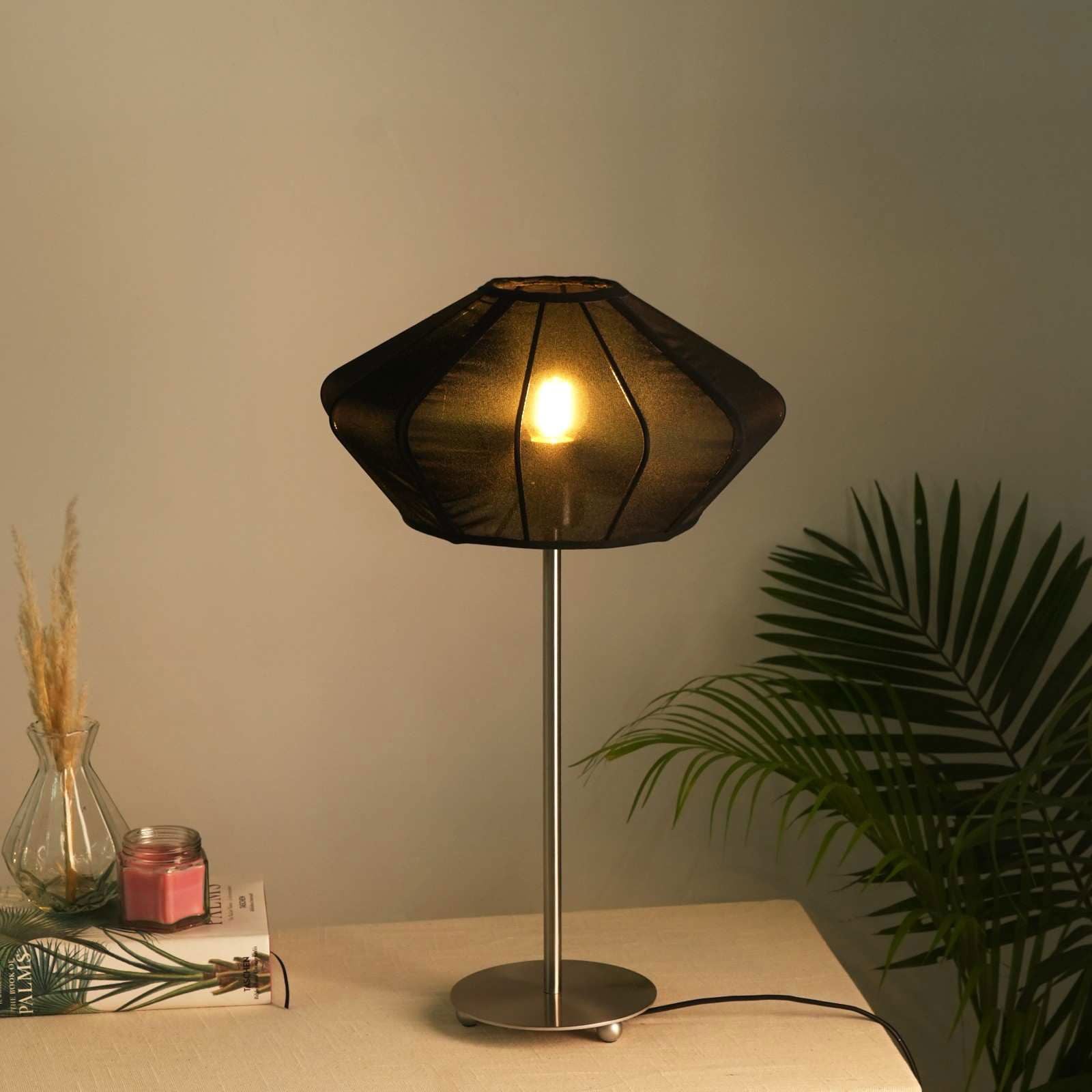 LUXE COLLECTION - PARIS TABLE LAMP (BLACK) - PREMIUM CHIFFON FABRIC DESK LAMP, METALLIC SPACER, SOFT WARM GLOW, MOOD ENHANCEMENT LIGHTING - FIG Living - LUXE COLLECTION - PARIS TABLE LAMP (BLACK) - PREMIUM CHIFFON FABRIC DESK LAMP, METALLIC SPACER, SOFT WARM GLOW, MOOD ENHANCEMENT LIGHTING - FIG Living