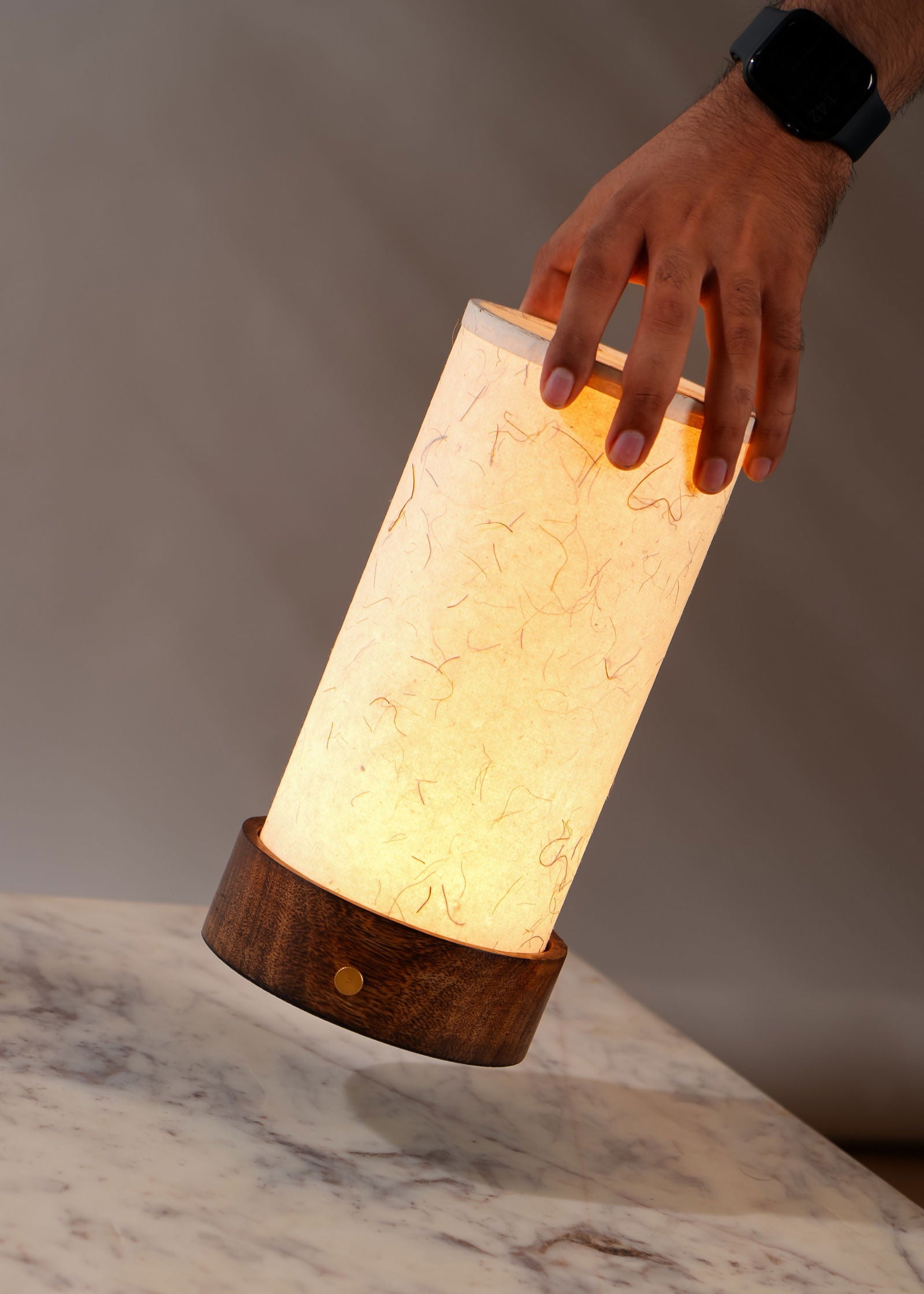 Magnus battery Table Lamp - 2900 mah battery, 8 hours back, Mango Wood Base desk lamp, 400 lumens - FIG Living - 