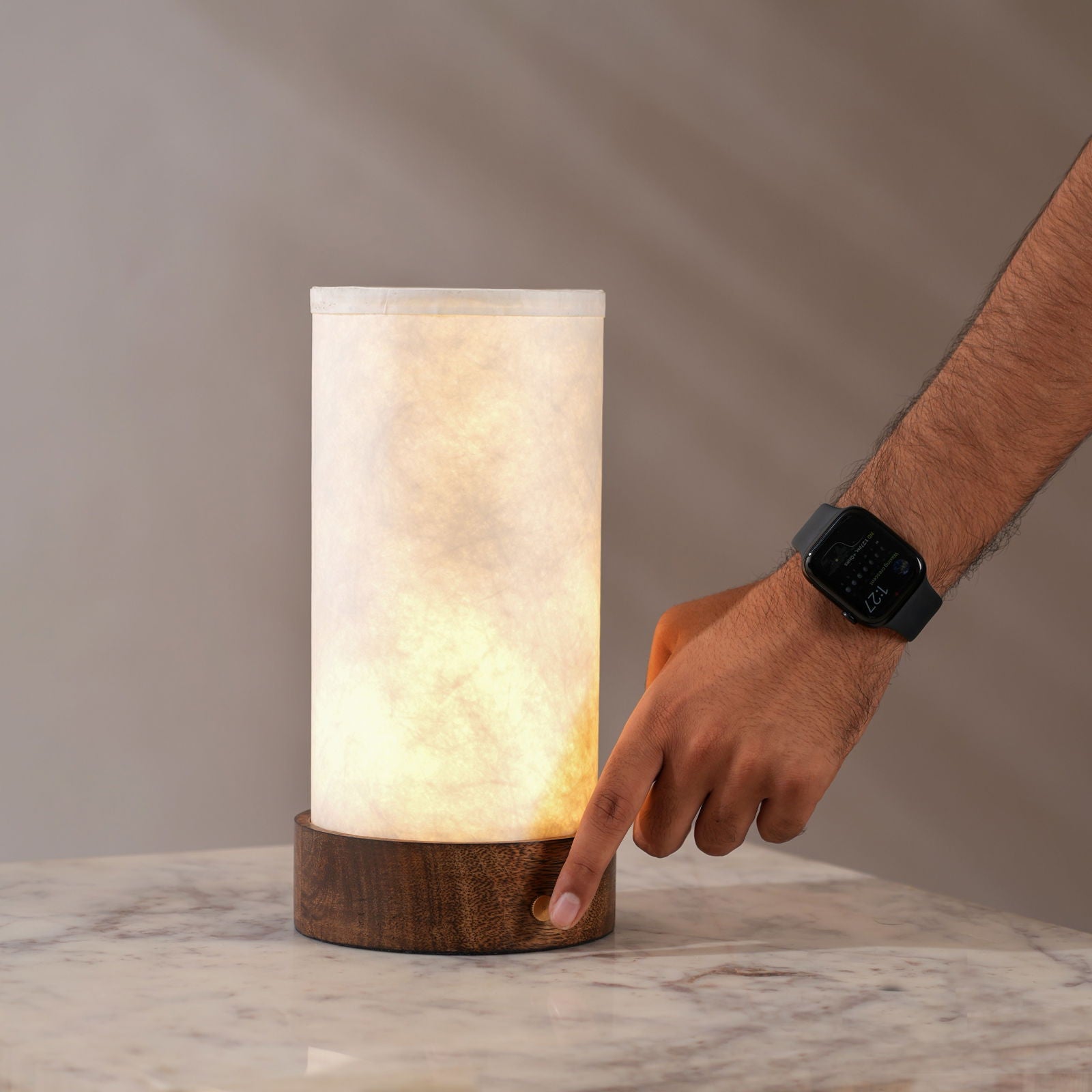 Magnus battery Table Lamp - 2900 mah battery, 8 hours back, Mango Wood Base desk lamp, 400 lumens - FIG Living - 