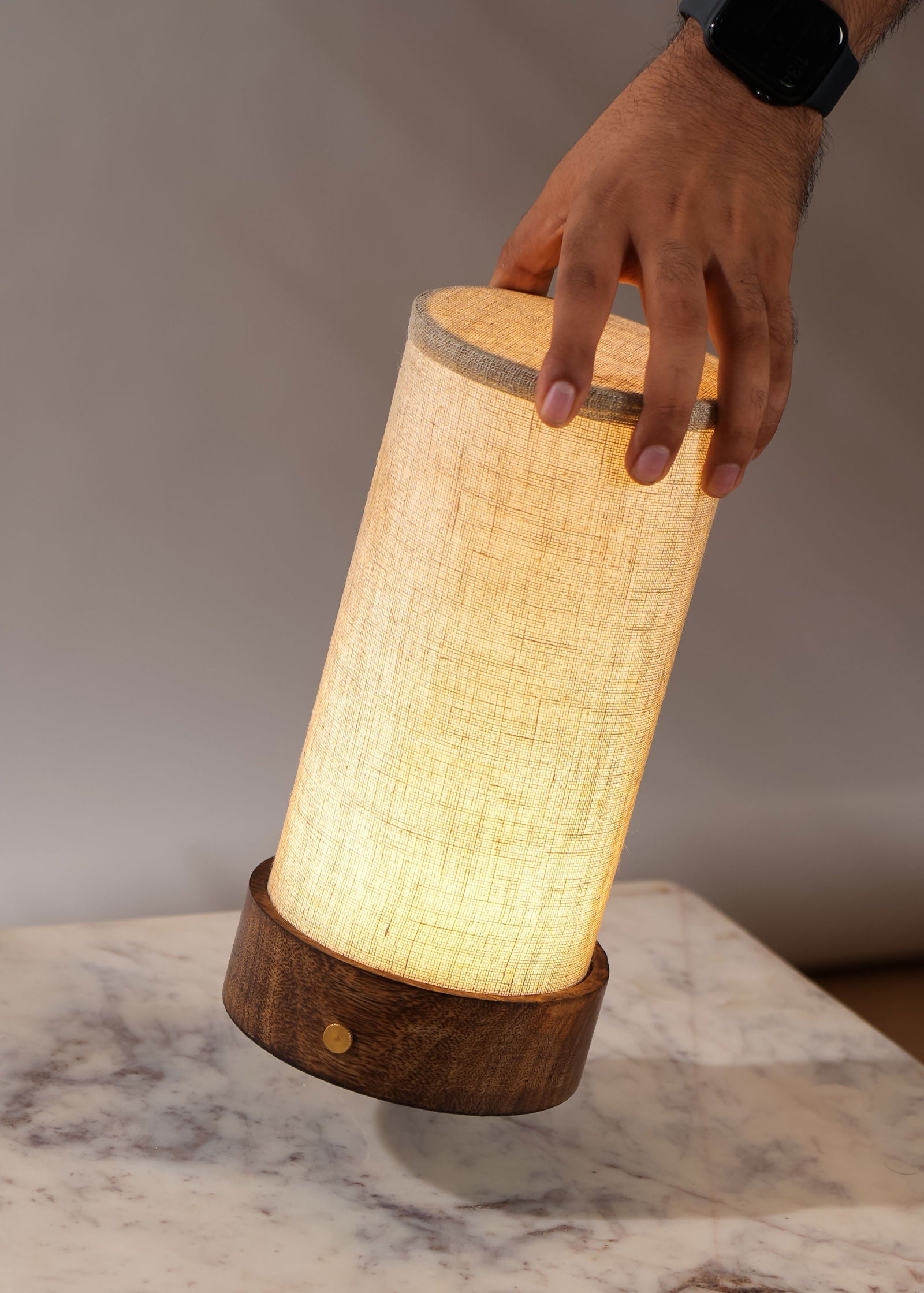 Magnus battery Table Lamp - 2900 mah battery, 8 hours back, Mango Wood Base desk lamp, 400 lumens - FIG Living - 