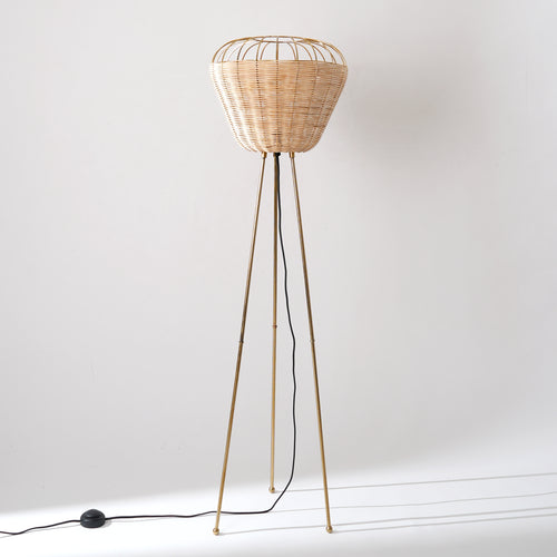 Rattan standing floor lamp, Meiji Collection