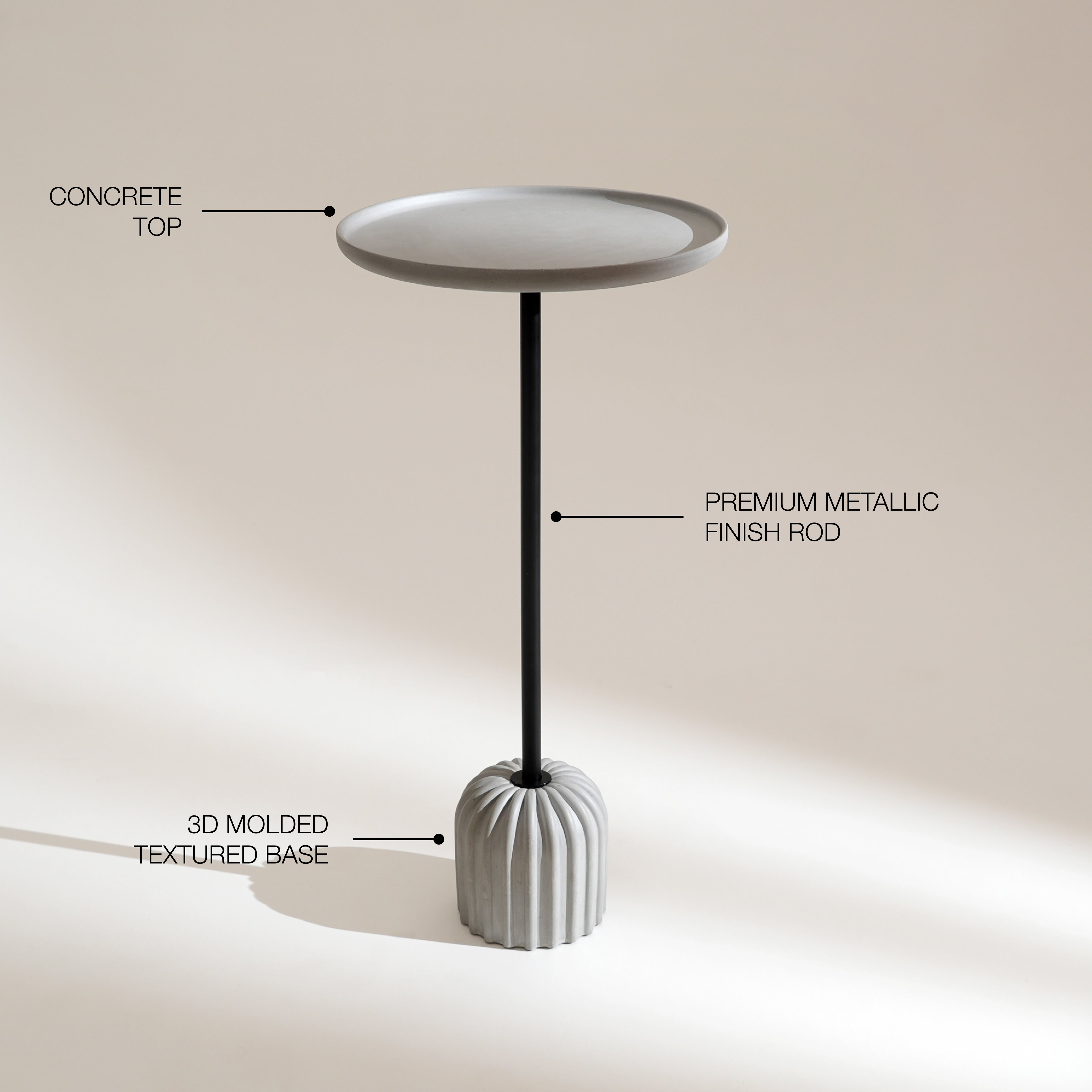 Monolith Side Table Grey | Concrete Cement Table | FIG Living