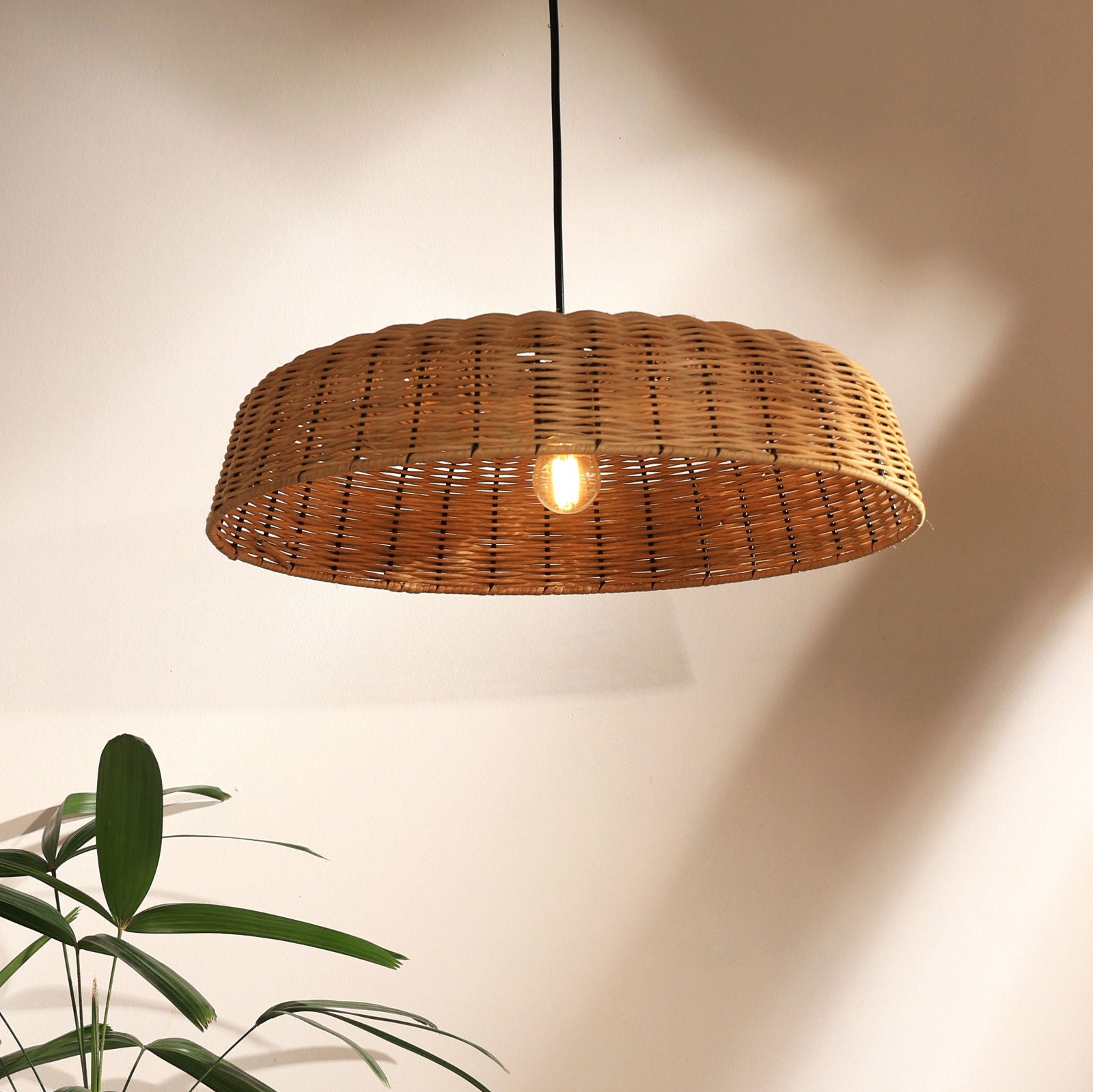 Natural Opulence Pendant Light - Natural Rattan and Cane Pendant Lamp, Handmade Hanging Light in India - FIG Living - Natural Opulence Pendant Light - Natural Rattan and Cane Pendant Lamp, Handmade Hanging Light in India - FIG Living