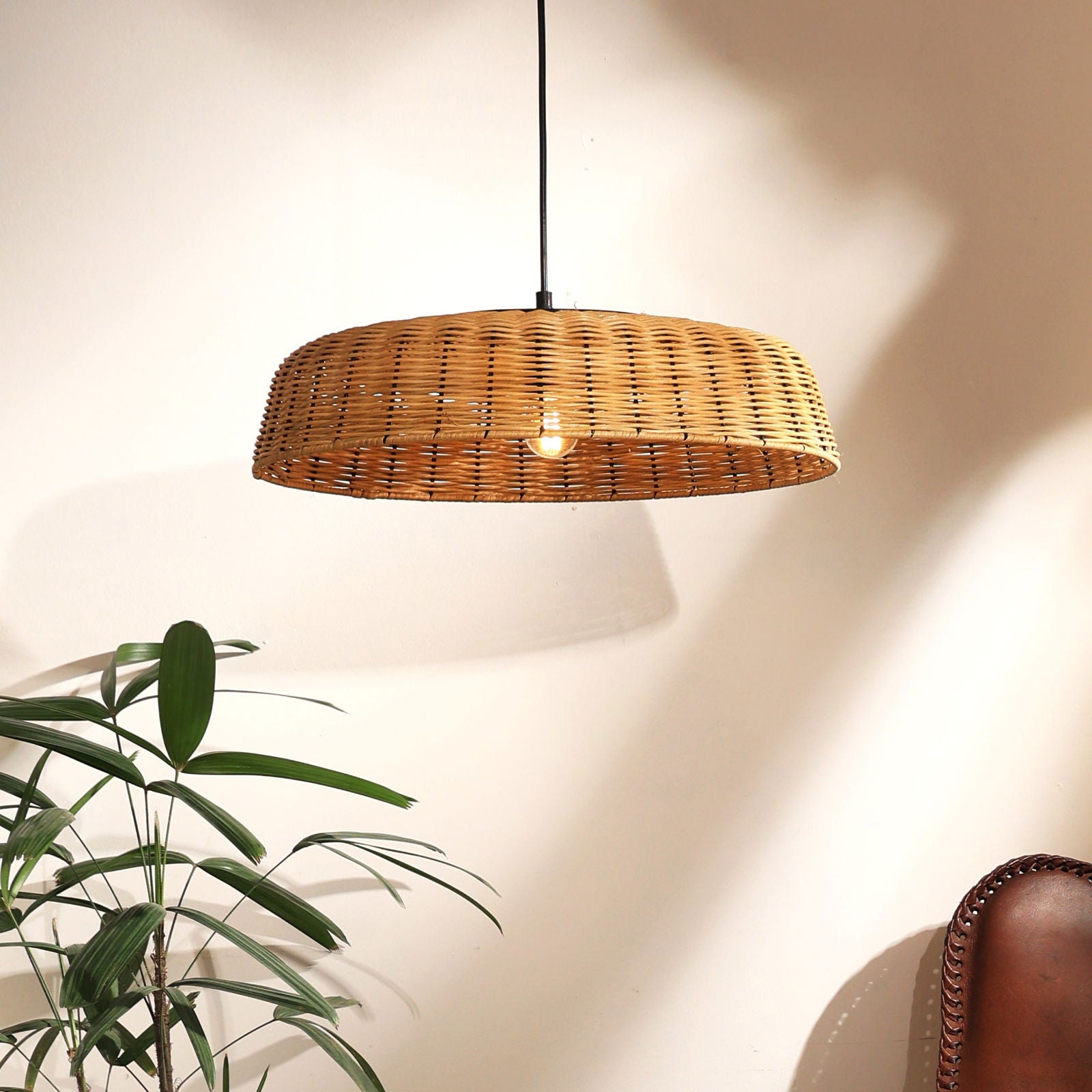 Natural Opulence Pendant Light - Natural Rattan and Cane Pendant Lamp, Handmade Hanging Light in India - FIG Living - Natural Opulence Pendant Light - Natural Rattan and Cane Pendant Lamp, Handmade Hanging Light in India - FIG Living