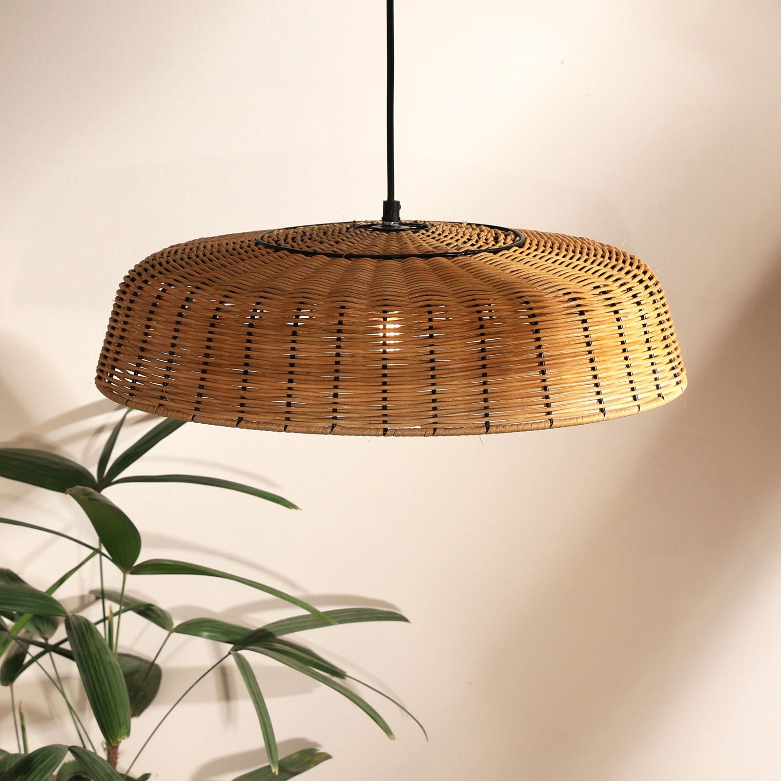 Natural Opulence Pendant Light - Natural Rattan and Cane Pendant Lamp, Handmade Hanging Light in India - FIG Living - Natural Opulence Pendant Light - Natural Rattan and Cane Pendant Lamp, Handmade Hanging Light in India - FIG Living