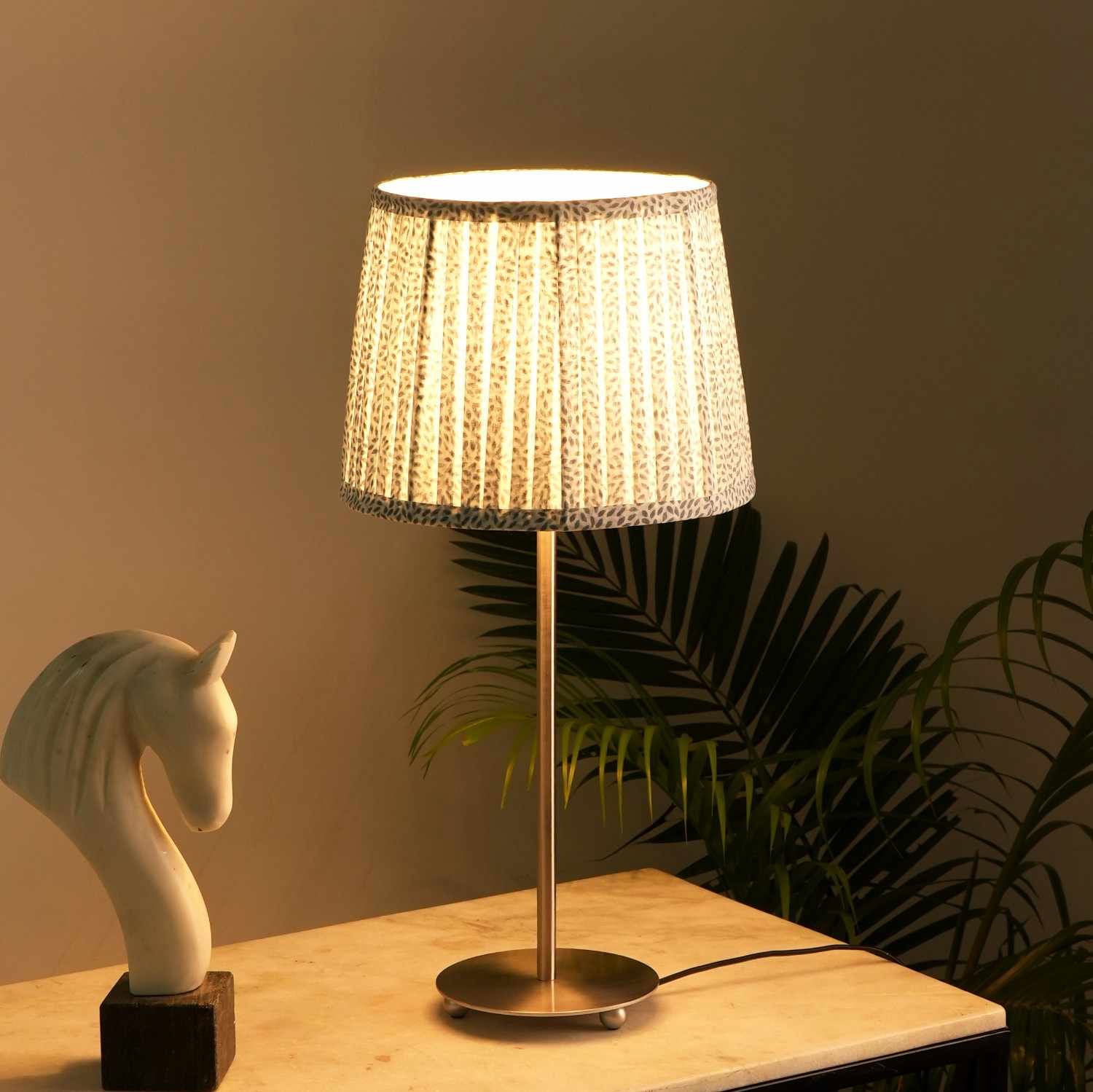 Nordic Night Table Lamp - Leaflet Flow Bedside Lamp - Made from Cotton Recycled Paper, Desk Lamp with Indian Block Printing Technique, Premium Matte Finish for Base - FIG Living - Nordic Night Table Lamp - Leaflet Flow Bedside Lamp - Made from Cotton Recycled Paper, Desk Lamp with Indian Block Printing Technique, Premium Matte Finish for Base - FIG Living