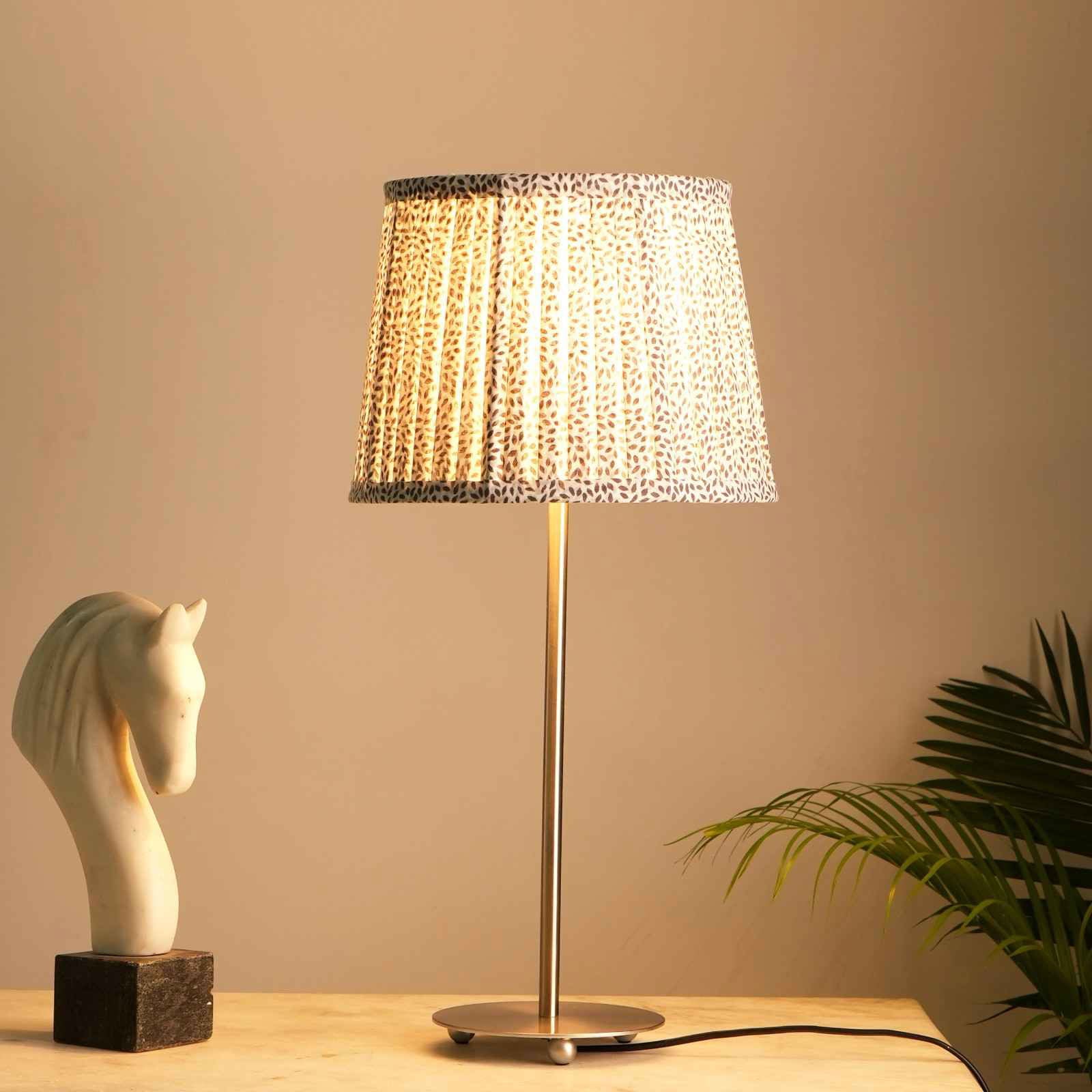 Nordic Night Table Lamp - Leaflet Flow Bedside Lamp - Made from Cotton Recycled Paper, Desk Lamp with Indian Block Printing Technique, Premium Matte Finish for Base - FIG Living - Nordic Night Table Lamp - Leaflet Flow Bedside Lamp - Made from Cotton Recycled Paper, Desk Lamp with Indian Block Printing Technique, Premium Matte Finish for Base - FIG Living