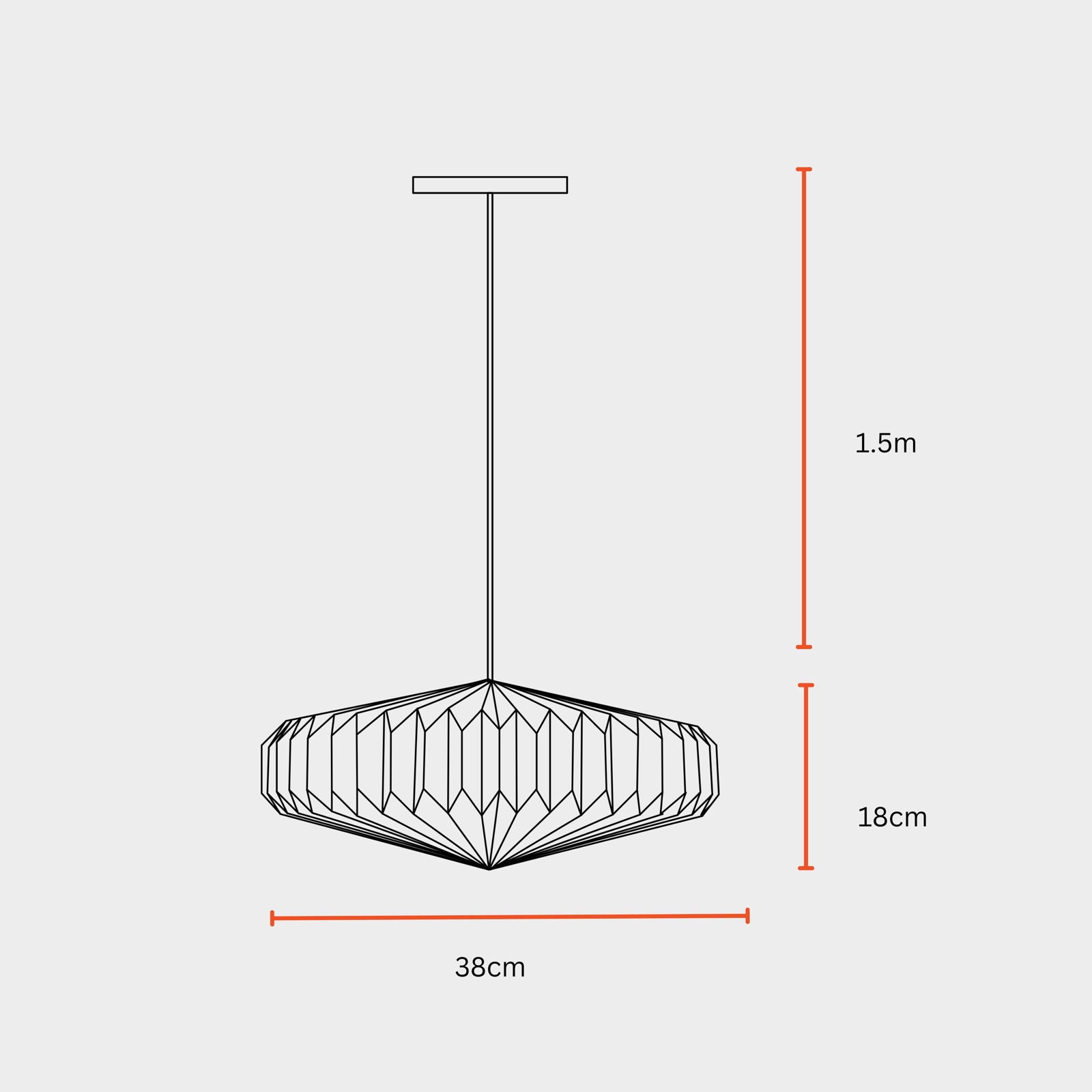 Oblong 2 (Linen) - European Linen, Disc Shaped Pendant, Handpleated Origami - FIG Living - 