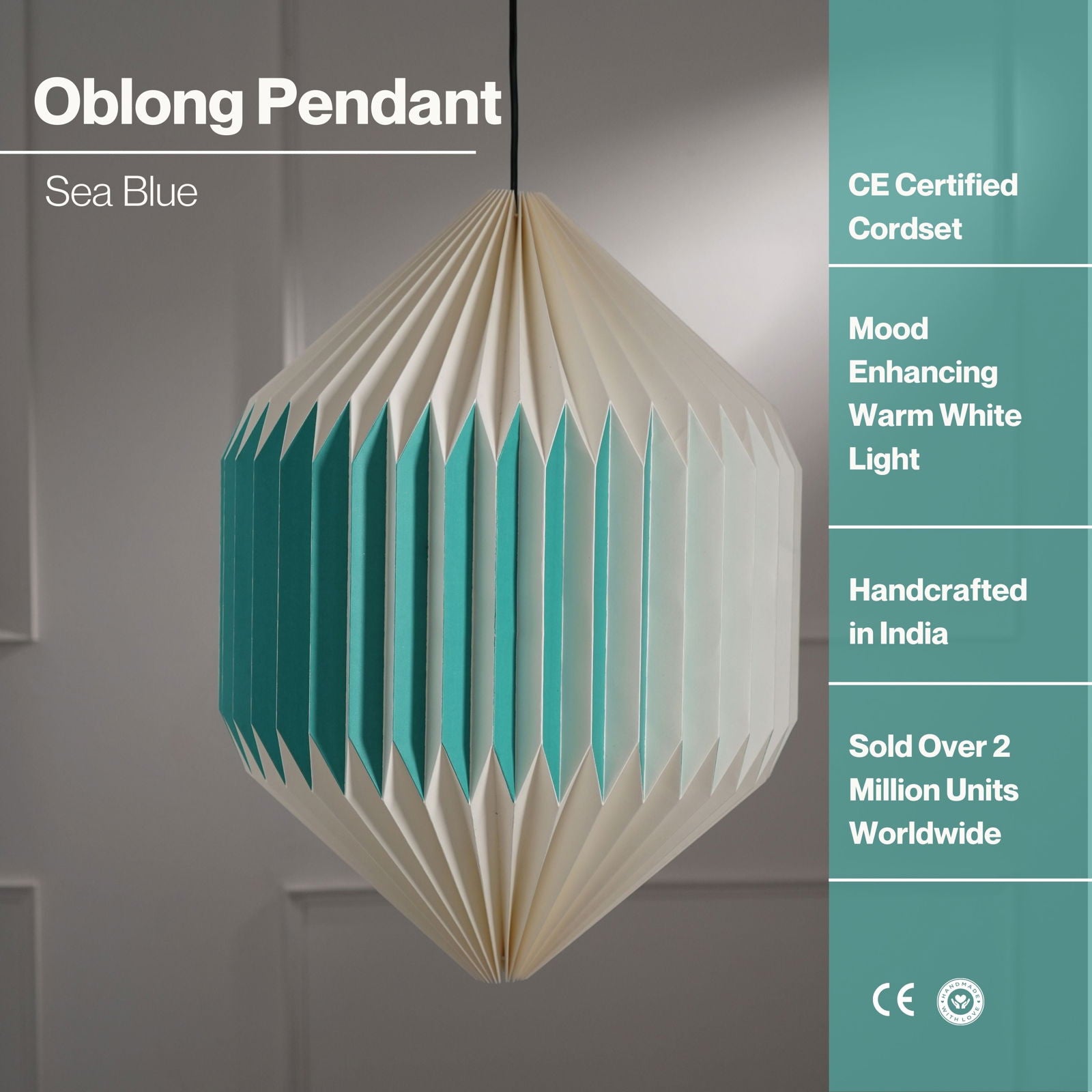 Oblong Pendant Lamp - Paper Origami Pendant Light , Handpleating, Origami Lampshade, Scandinavian Design Hanging Light - FIG Living - Oblong Pendant Lamp - Paper Origami Pendant Light , Handpleating, Origami Lampshade, Scandinavian Design Hanging Light - FIG Living