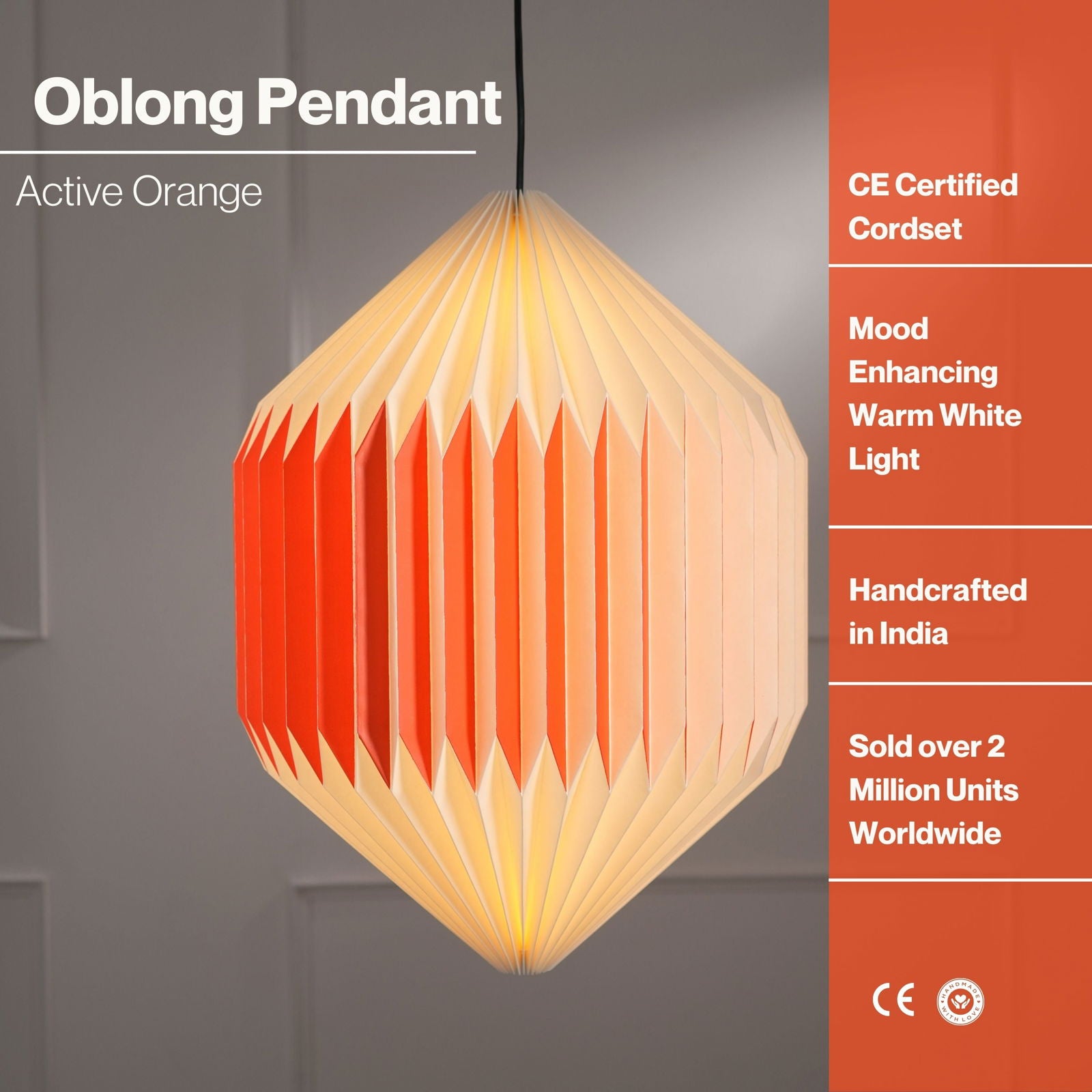 Oblong Pendant Lamp - Paper Origami Pendant Light , Handpleating, Origami Lampshade, Scandinavian Design Hanging Light - FIG Living - Oblong Pendant Lamp - Paper Origami Pendant Light , Handpleating, Origami Lampshade, Scandinavian Design Hanging Light - FIG Living
