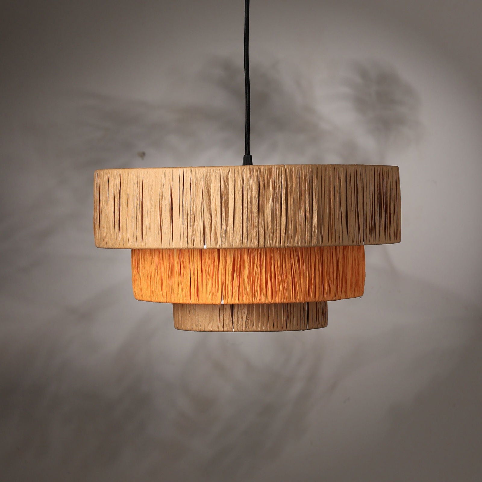 Ombre Pendant Lamp - Raffia Hanging Light, Handmade Pendant Light, Modern Decorative Lighting - FIG Living - Ombre Pendant Lamp - Raffia Hanging Light, Handmade Pendant Light, Modern Decorative Lighting - FIG Living