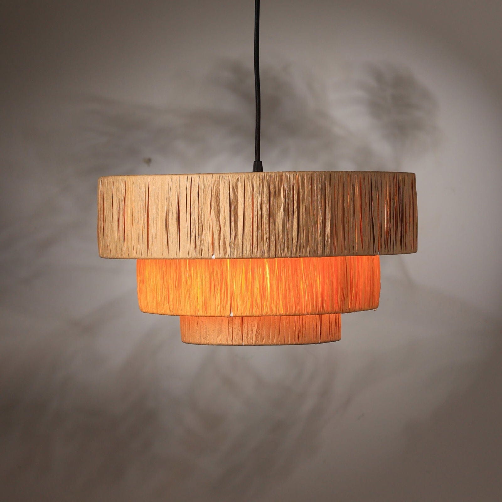 Ombre Pendant Lamp - Raffia Hanging Light, Handmade Pendant Light, Modern Decorative Lighting - FIG Living - Ombre Pendant Lamp - Raffia Hanging Light, Handmade Pendant Light, Modern Decorative Lighting - FIG Living