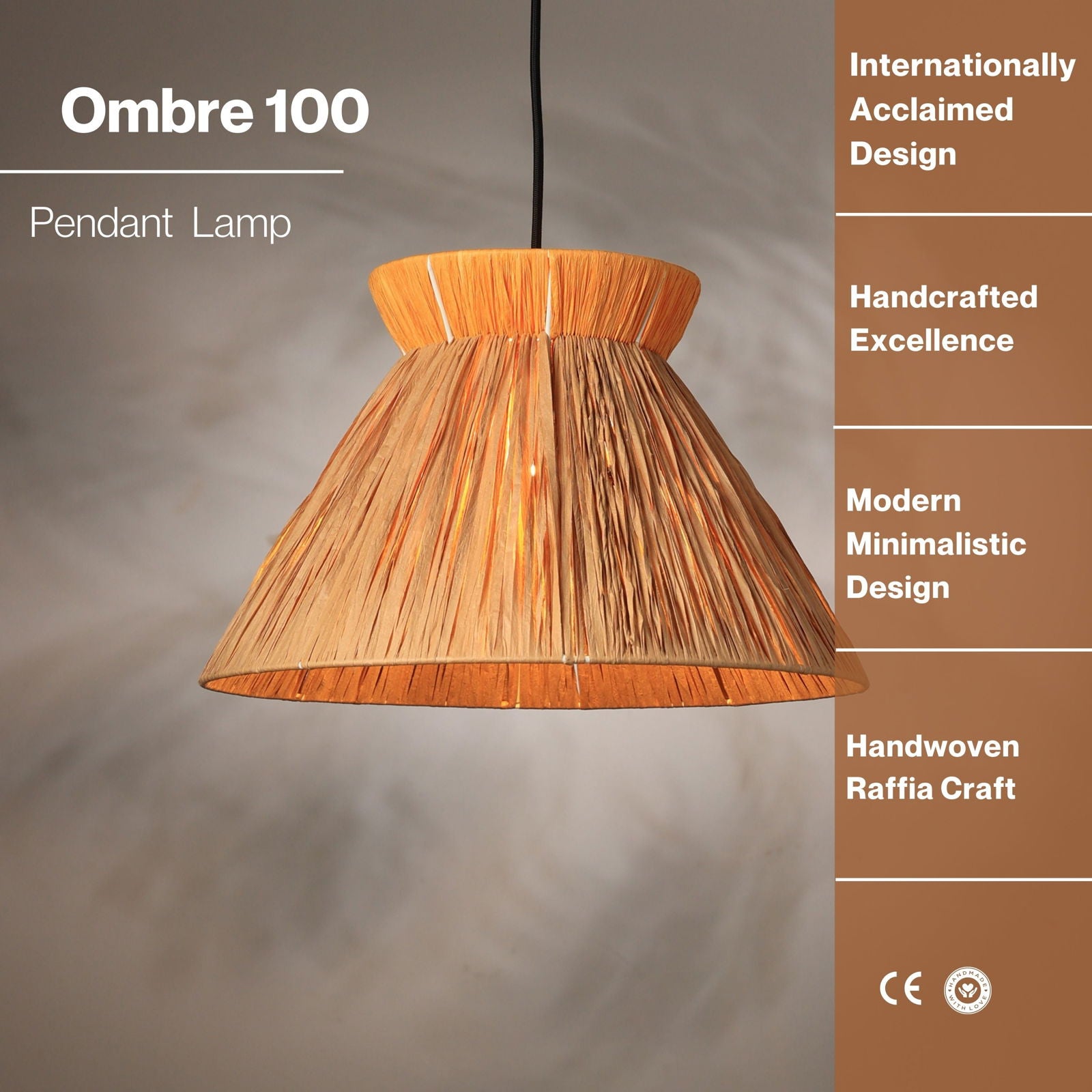 Ombre Pendant Lamp - Raffia Hanging Light, Handmade Pendant Light, Modern Decorative Lighting - FIG Living - Ombre Pendant Lamp - Raffia Hanging Light, Handmade Pendant Light, Modern Decorative Lighting - FIG Living