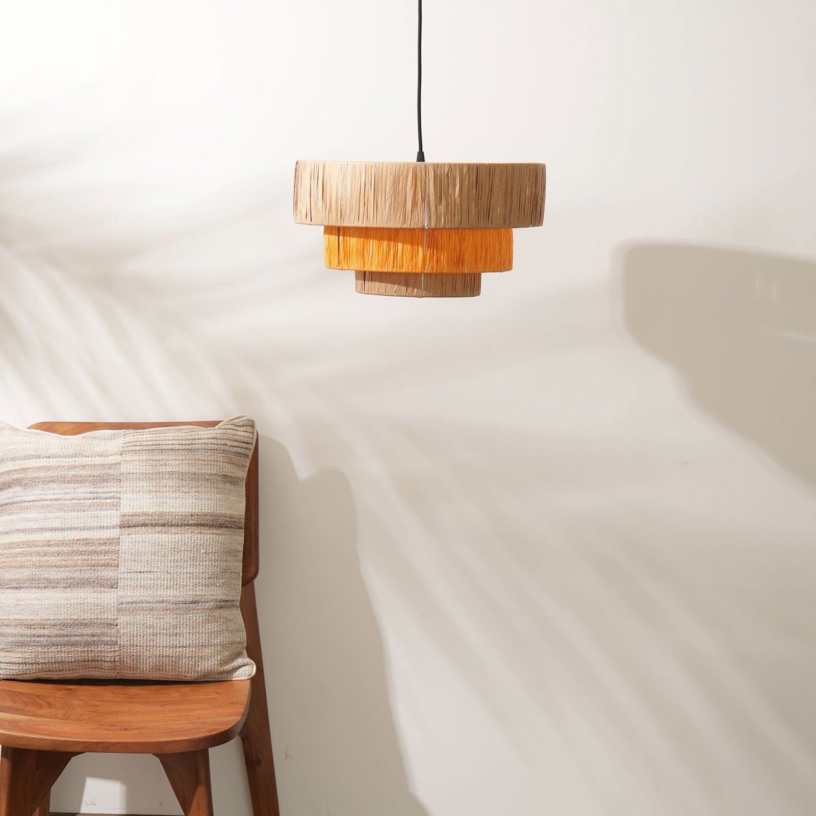 Ombre Pendant Lamp - Raffia Hanging Light, Handmade Pendant Light, Modern Decorative Lighting - FIG Living - Ombre Pendant Lamp - Raffia Hanging Light, Handmade Pendant Light, Modern Decorative Lighting - FIG Living