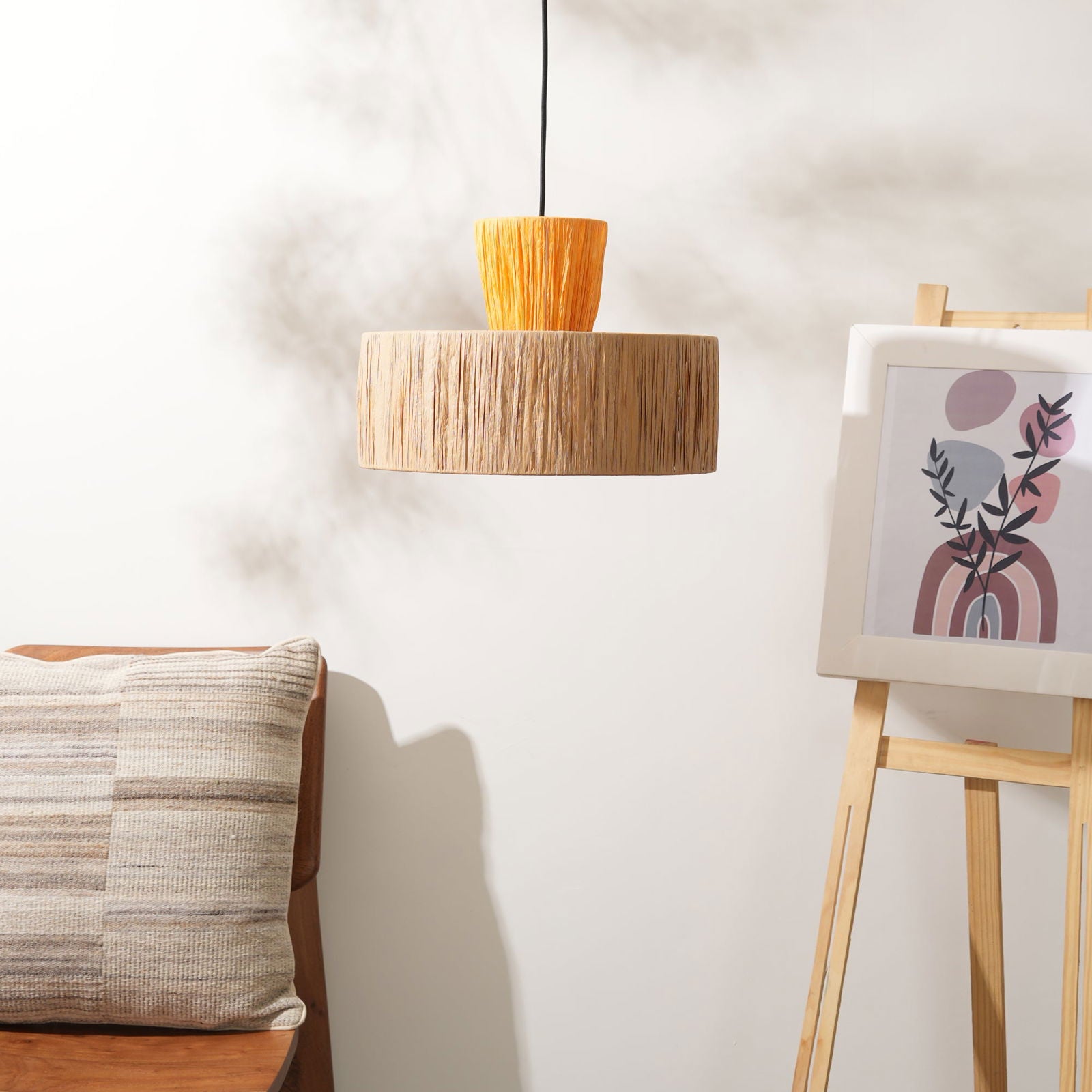 Ombre Pendant Lamp - Raffia Hanging Light, Handmade Pendant Light, Modern Decorative Lighting - FIG Living - Ombre Pendant Lamp - Raffia Hanging Light, Handmade Pendant Light, Modern Decorative Lighting - FIG Living