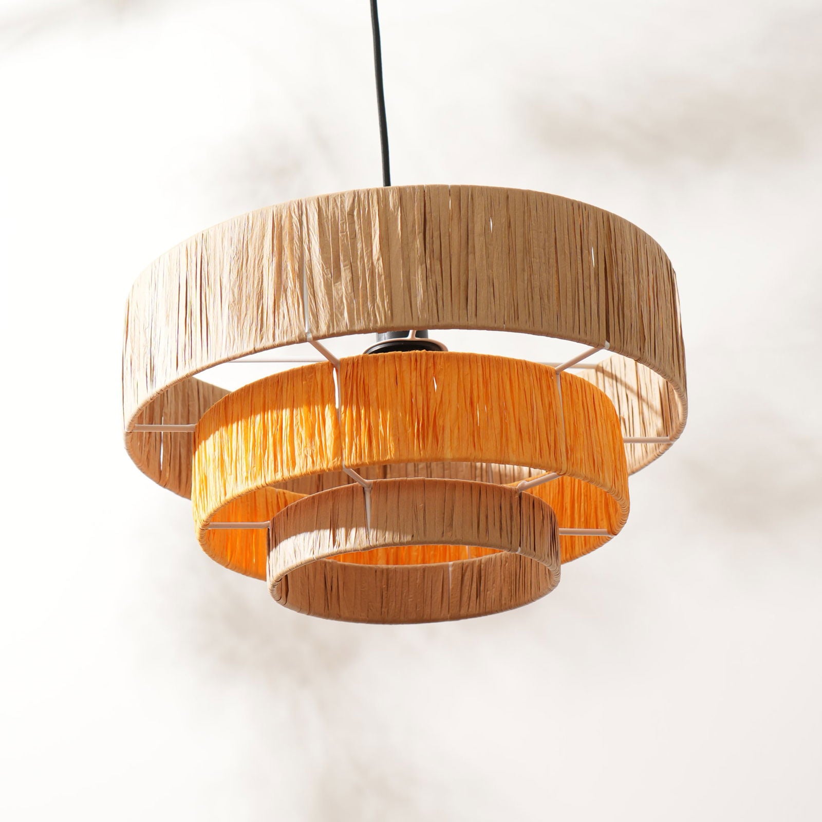 Ombre Pendant Lamp - Raffia Hanging Light, Handmade Pendant Light, Modern Decorative Lighting - FIG Living - Ombre Pendant Lamp - Raffia Hanging Light, Handmade Pendant Light, Modern Decorative Lighting - FIG Living