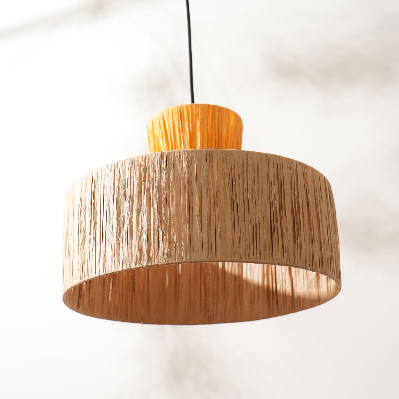 Ombre Pendant Lamp - Raffia Hanging Light, Handmade Pendant Light, Modern Decorative Lighting - FIG Living - Ombre Pendant Lamp - Raffia Hanging Light, Handmade Pendant Light, Modern Decorative Lighting - FIG Living