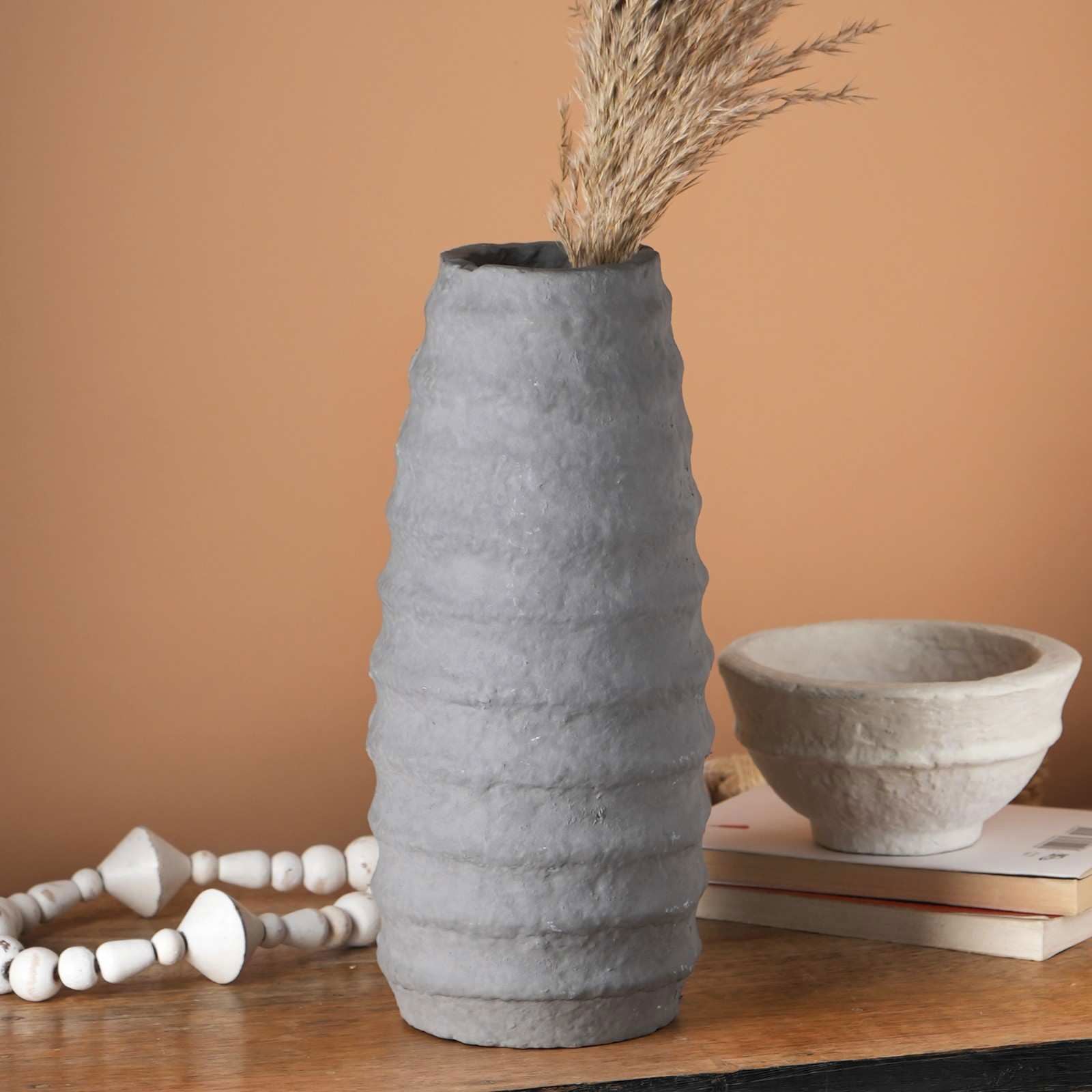 Paper Mache Vase, Tall Step Design flower vases - FIG Living - Paper Mache Vase, Tall Step Design flower vases - FIG Living